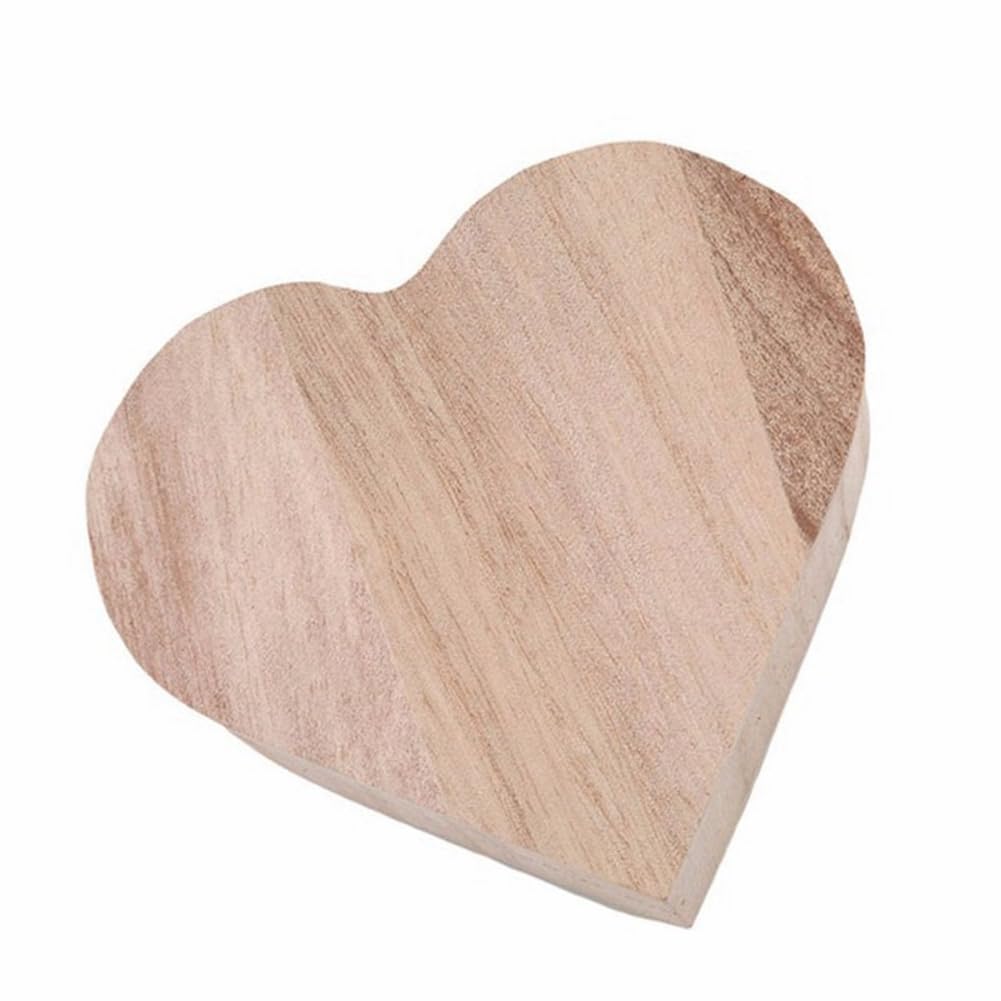 CALFOVERA 2PCS 3.94×3.54×1.57 Inch Unfinished Heart Shape Wooden Ring Box Jewelry Gift Case with Hinged Lid Antique White Wooden Storage Trinket Box Container for Gift Wrapping Jewelry Storage