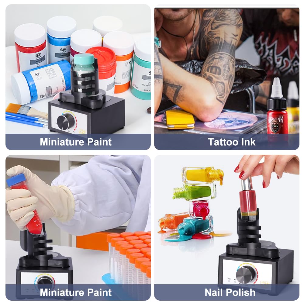 Mini Vortex Mixer, DIY/Model Paint Shaker, Hands-Free, 300~2400rpm, Suitable 10-100ml, Three-Stage Speed, Paint Mix for Lab, Nail Polish, Eyelash Adhesives, Acrylic Paints Mixing, Test Tube