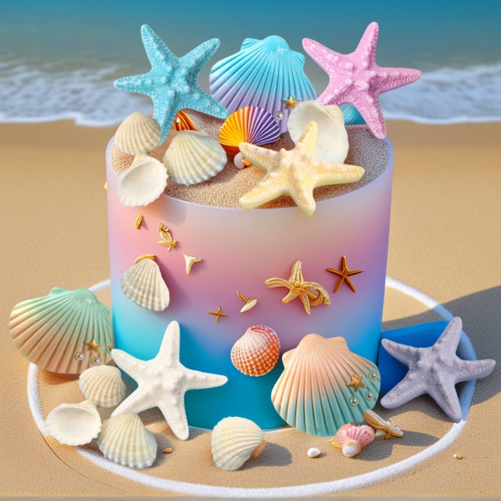 JeVenis Sea Shells Cake Decor Sea Ocean Party Favor Supplies Under the Sea Ocean Cake Decorations for Sea Ocean Theme Baby Shower Birthday Party