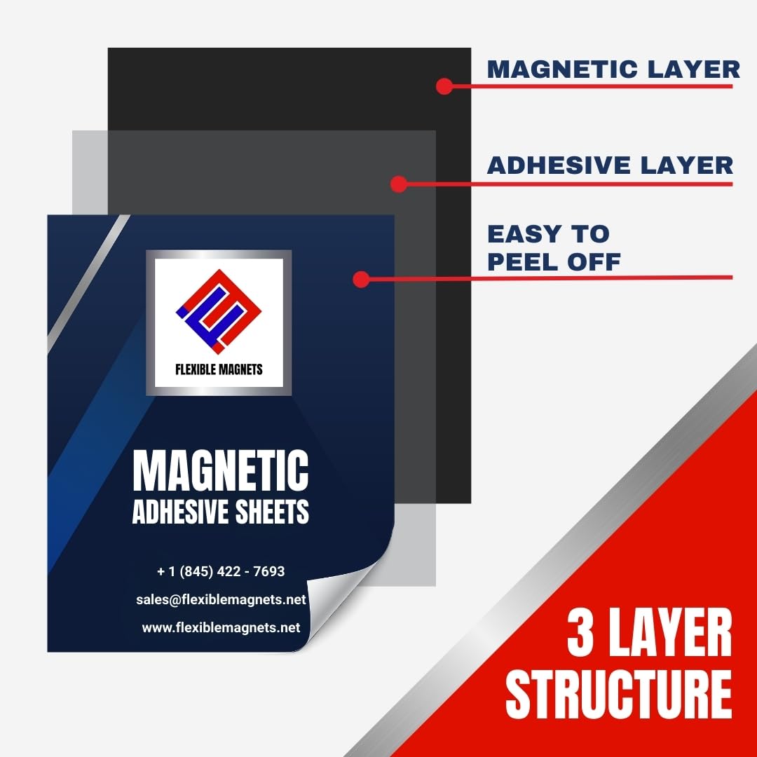 Flexible Magnets – Magnetic Sheets with Adhesive Backing, 4" x 6" (25 Pack) Stick-On Magnetic Sheets for Refrigerator Magnets, Magnetic Labels, Crafts, DIY Projects & More