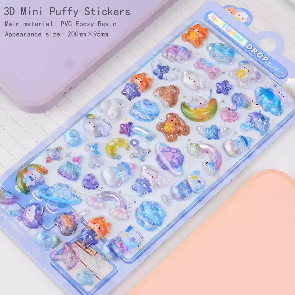 3D Cute Mini Puffy Stickers,10 Sheets 500+Kawaii Air Decorative Stickers HEYFUMMAI for Phone Case Or DIY Planners Notebooks Scrapbooks Handbooks Decoration 