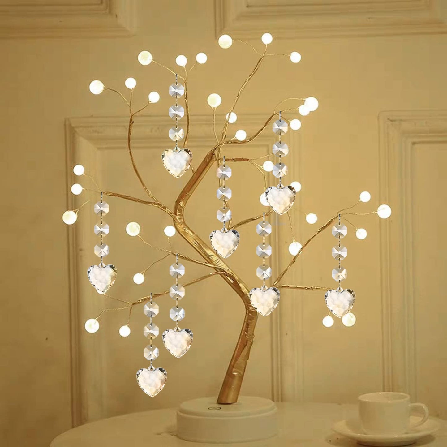 Jishi 30pk Crystal Heart Ornaments for Christmas Tree Decorations, Acrylic Hanging Crystals for Centerpieces Valentines Day Decor, Clear Plastic Heart Prism Drop Pendant Suncatcher Chandelier Crystals
