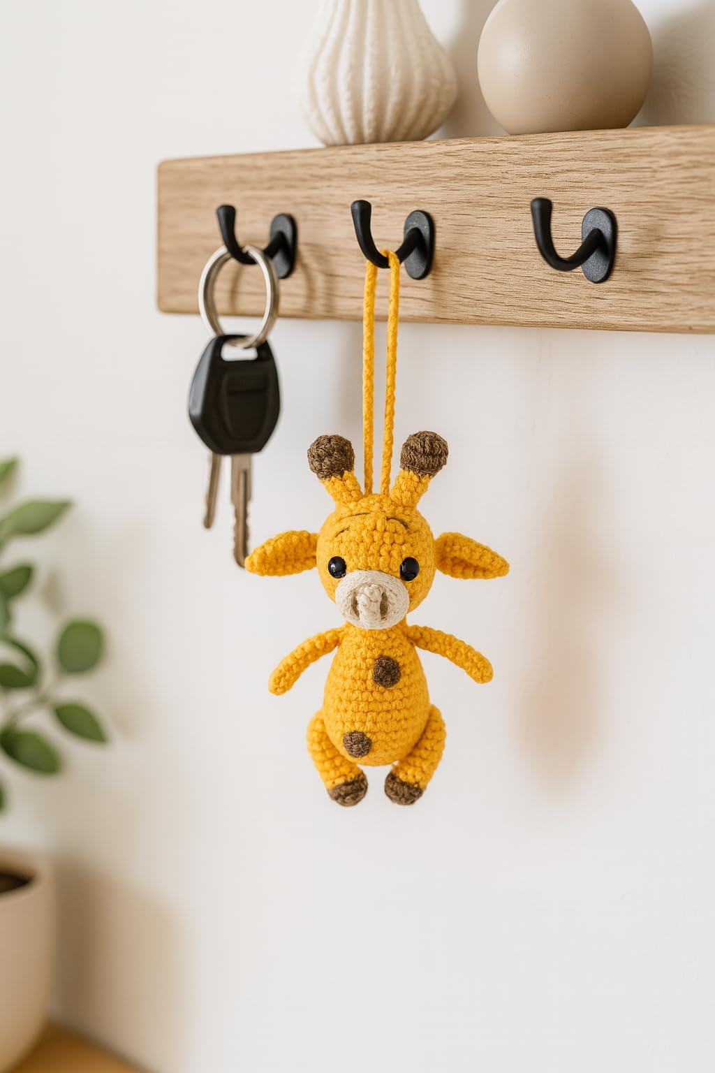 Giraffe Handmade Crochet Car Mirror Hanging Ornament β Cute Home Charm, Amigurumi Animal Decor for Car, Backpack, Nursery, Desk β Gift for Animal Lovers