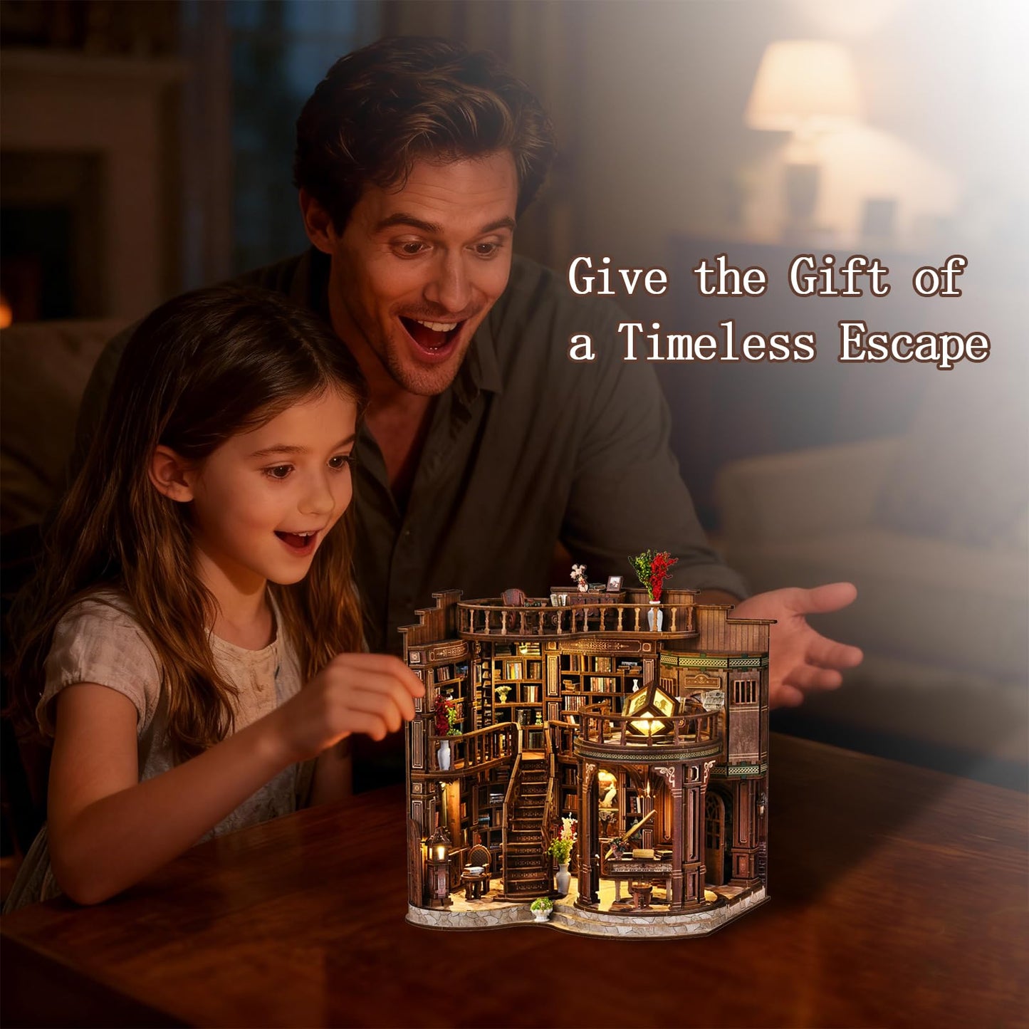 Book Nook Kit - DIY Miniature House Kit for Adults and Teens, 3D Wooden Puzzle Book Nook Craft Bookshelf Decor, Gifts for Family, Friends, Dreamy Book Hall