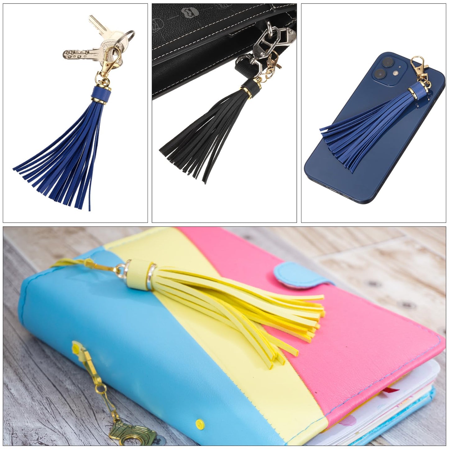 uxcell 18pcs PU Leather Tassels, 5.9 Inch Keychain Tassel Charm with Lobster Swivel for Jewelry Making, Handbag, DIY Crafts, (Rose Pink)
