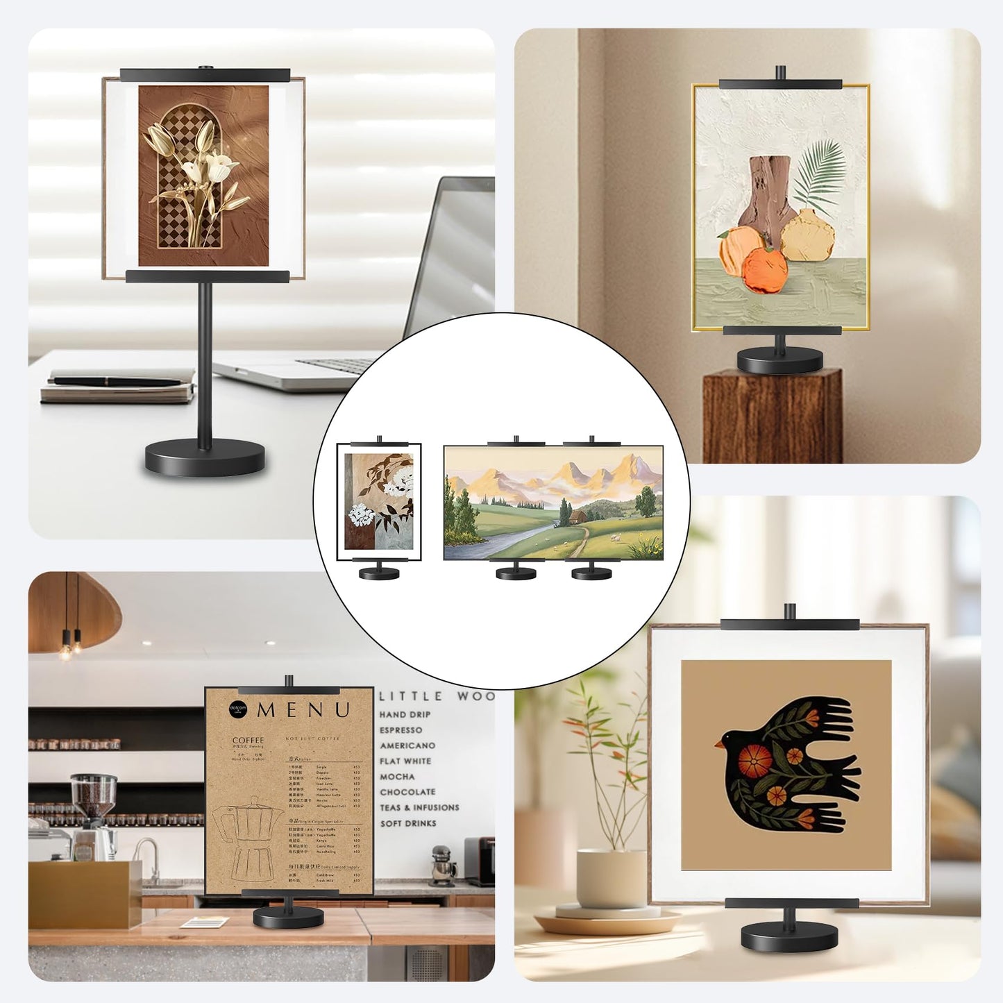 Easel Stand for Sign-Heavy Duty Tabletop Display Easel, Adjustable 28" Metal Picture Frame Stand for Wedding Signs, Art, Photos, French Style Table Top Easel, Plate Stands for Display (Black)