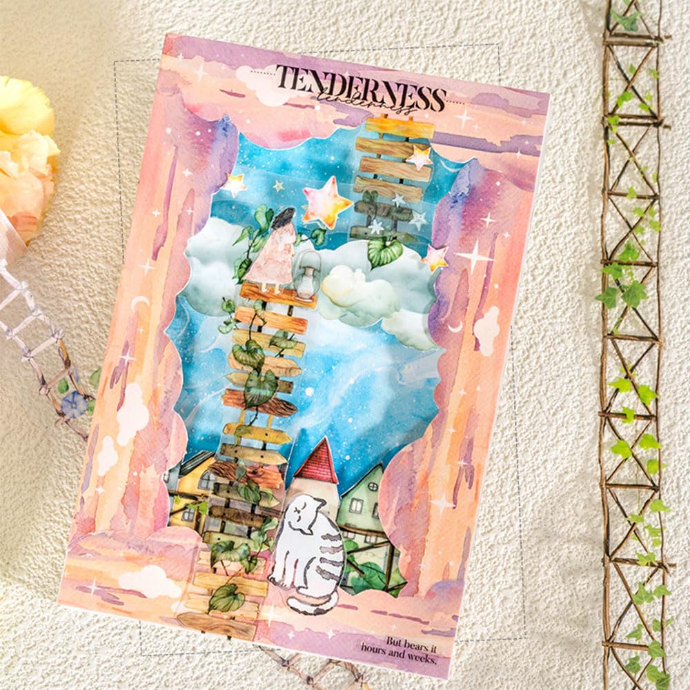 Landscape PET Tape Aesthetic Washi Tape Set Scrapbook Supplies Garden Path Fence Decorative Tape Green Plants Brick Wall Washi Tape Stickers Decorative Collage PET Stickers For Journaling Supplies