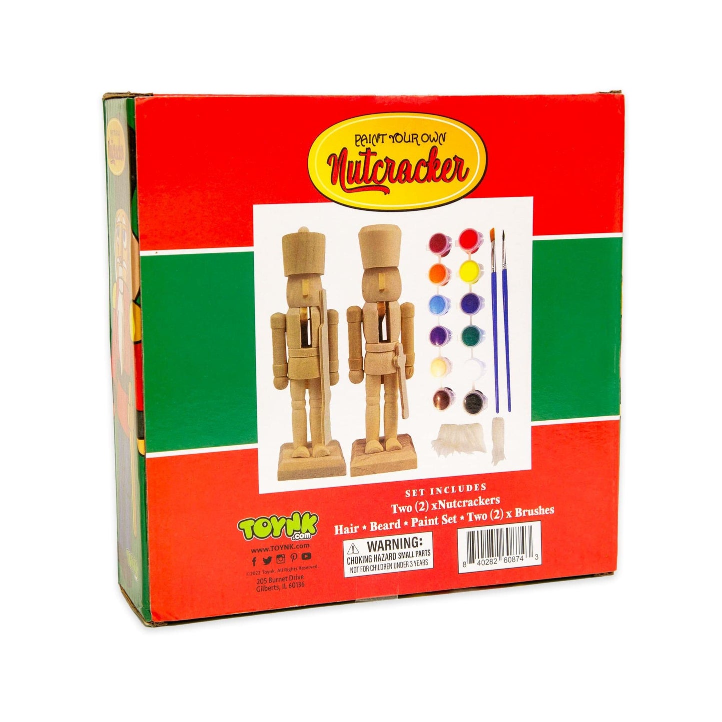 Toynk Paint Your Own 7-Inch Wooden Nutcracker Figure Craft Kit, Set of 2 | Holiday Christmas Decoration for Indoor Winter Table Desktop