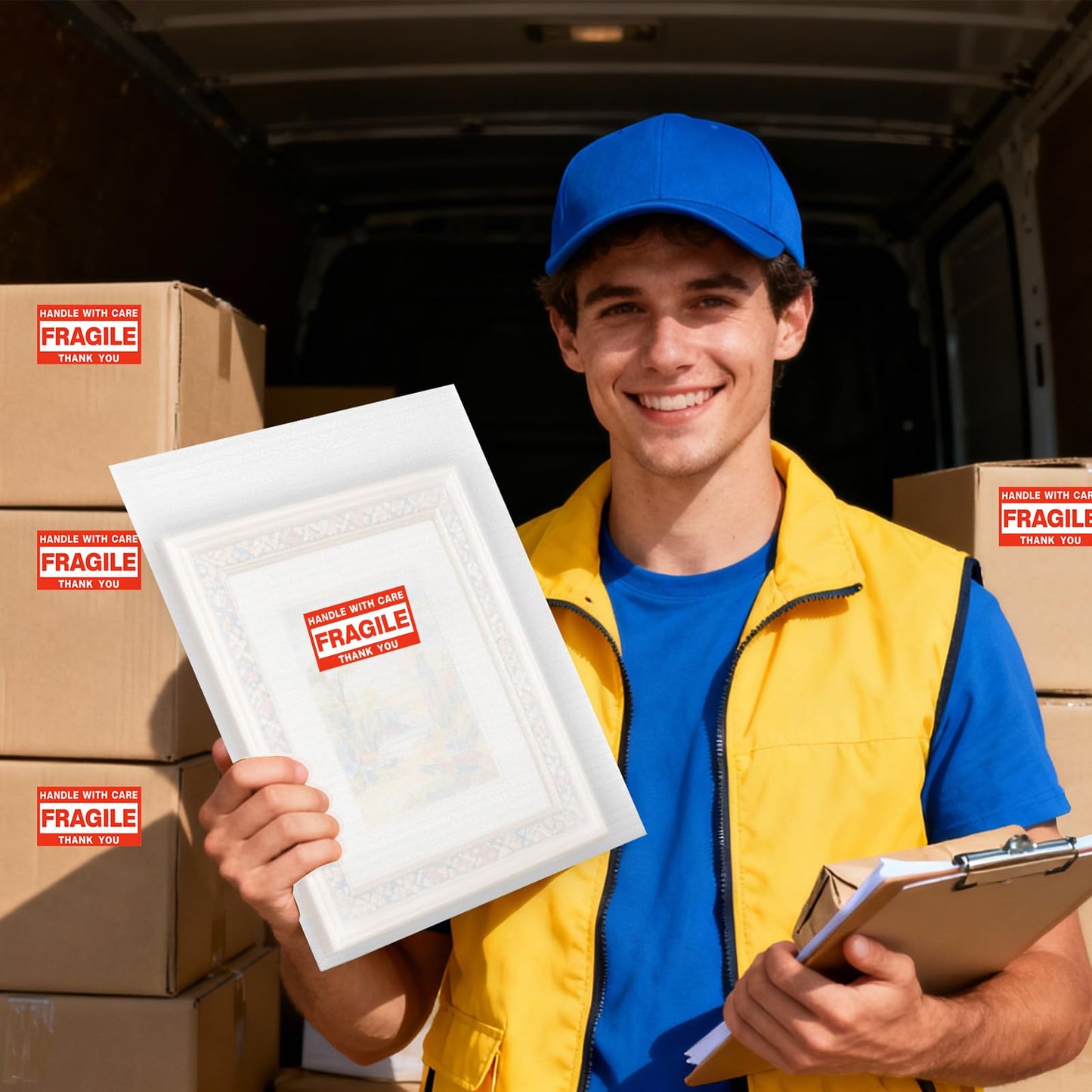 560Pcs Dish Packing Supplies for Moving, 280Thickened High-Density Foam Wrap Pouches & Sheets for Plates and Fragile Shipping Storage, 4 Sizes (16x12",12x12",12x7.8",7.8x7.8")with 280 Fragile Stickers