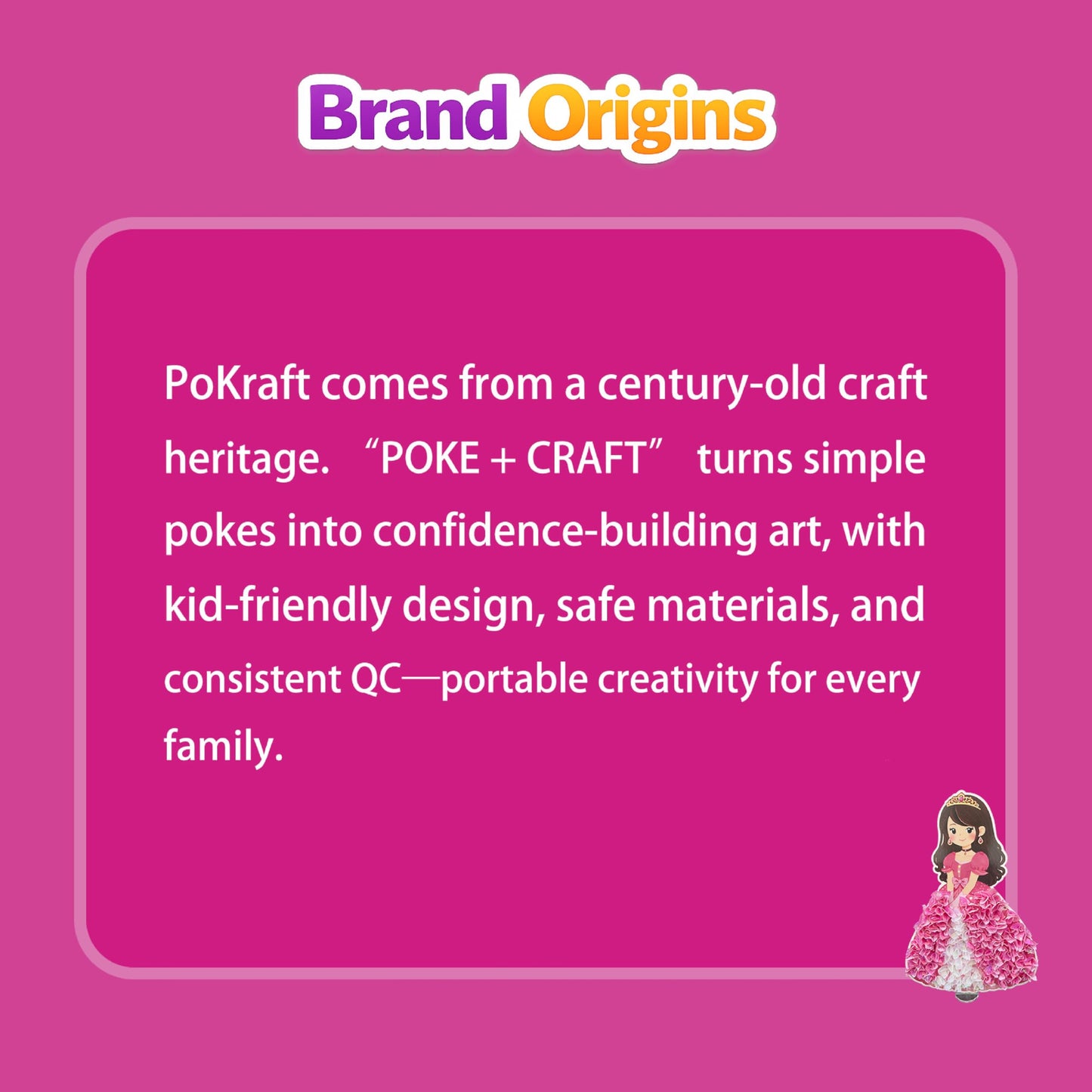 PoKraft Magical Princesses Poke Art, Paper Craft Kit with Gift Bag, Mess-Free Fun for Kids 3-9, Colorful DIY Activity Toys Games, Perfect Birthday Gifts for Girls, Builds Fine Motor Skills