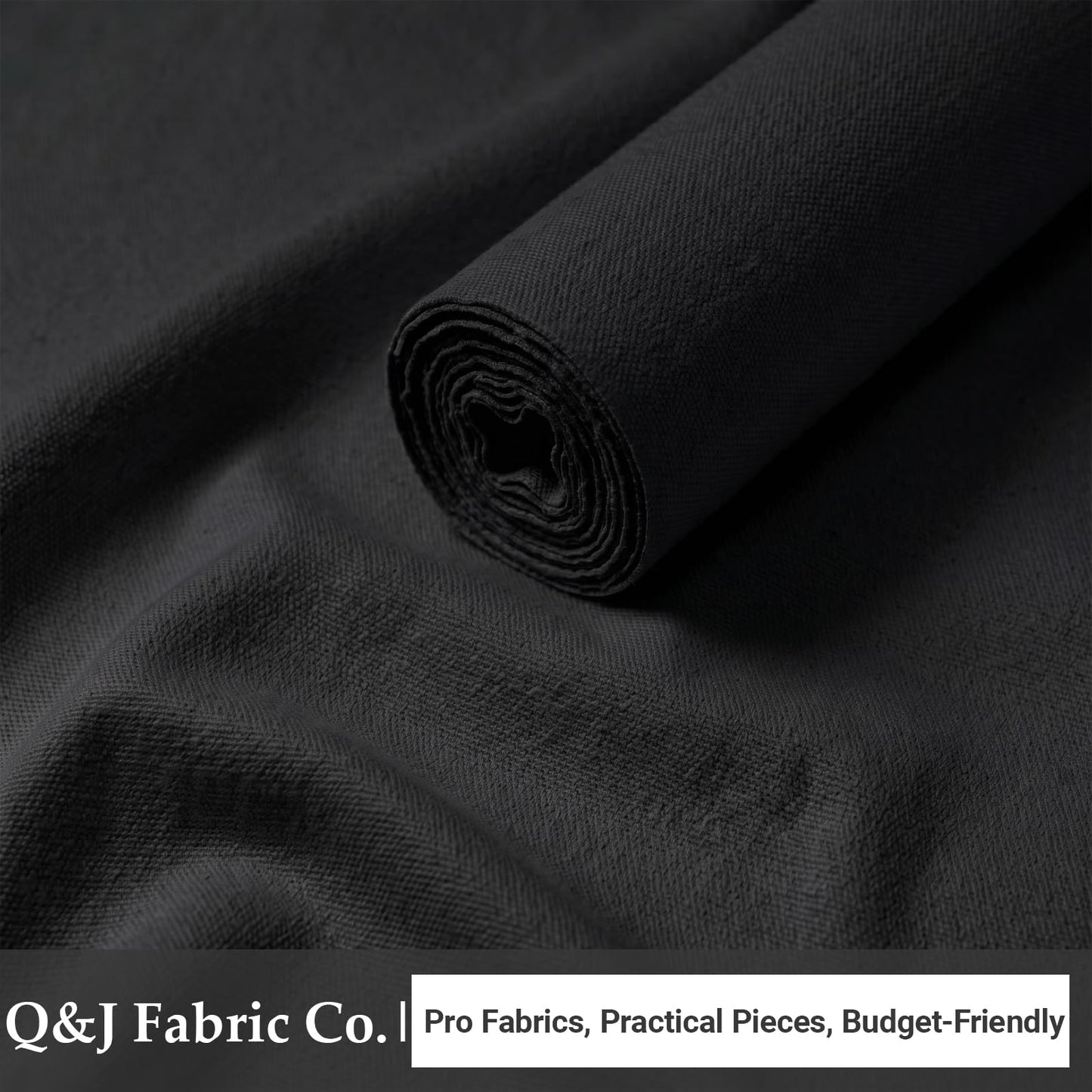 Q&J Fabric Co. 5 Yards Black Canvas Fabric by the Yard 8oz 400D Cotton Blend Canvas Material 59 Inch Wide for Sewing DIY Crafts Home Decor Tote Bags