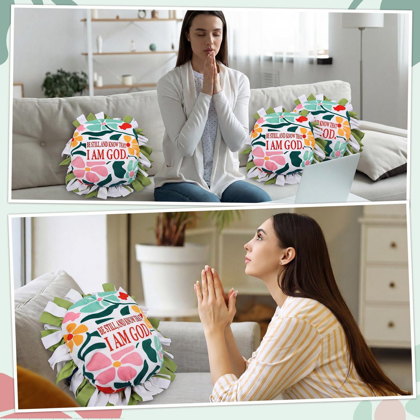 Chunful 6 Sets Christian Tied Pillow Craft Kit Religious Bible Be Still and Know that I Am God DIY Pillow Craft Inspirational Gifts for Women Christian Party Decor Vbs Favors Classroom Giveaways