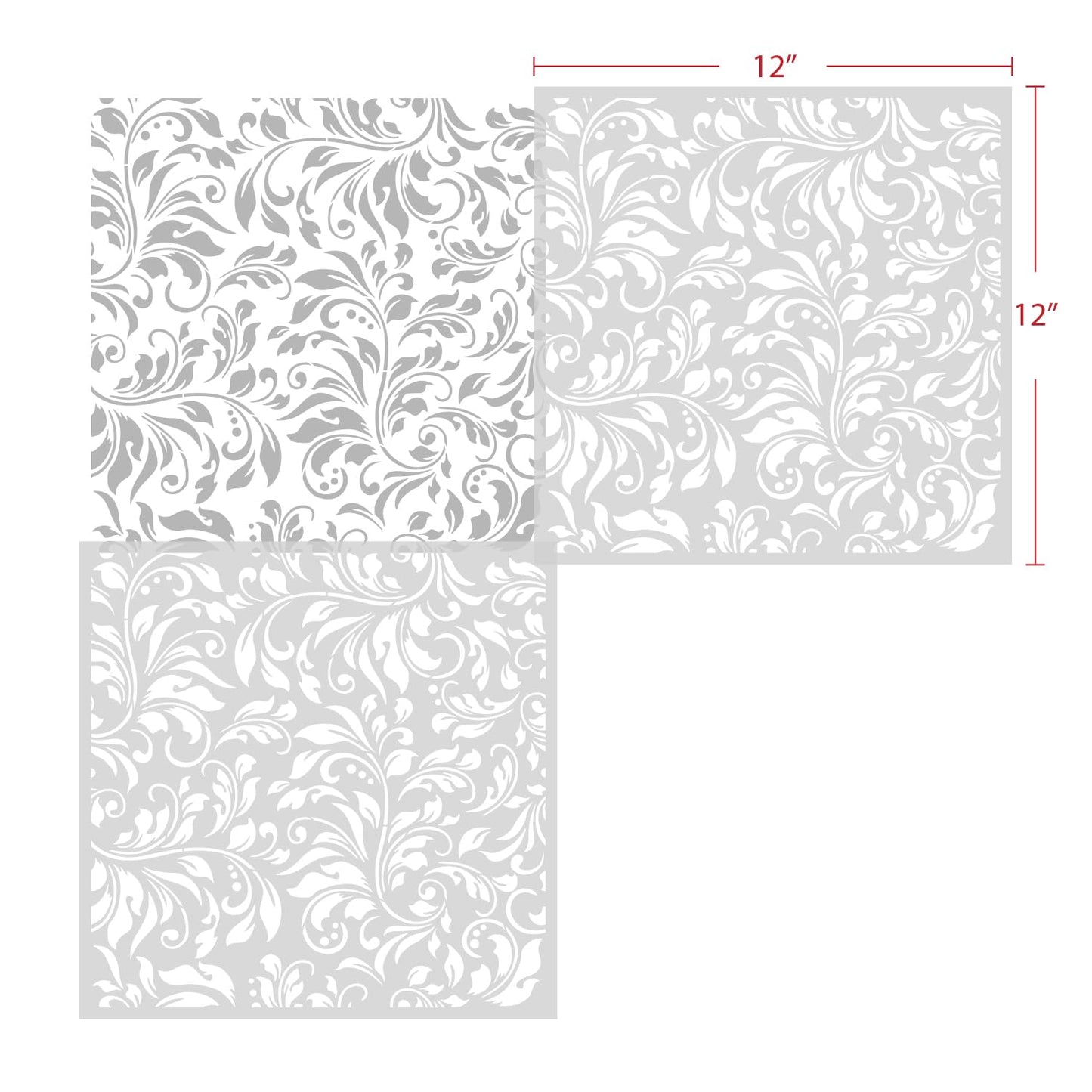 GSS Designs Flourish Leaf Stencils for Painting on Wood Canvas Paper Fabric Floor Wall Tile Fancy Flourish Background 12x12Inch Reusable DIY Art Craft Stencils for Painting Leaves