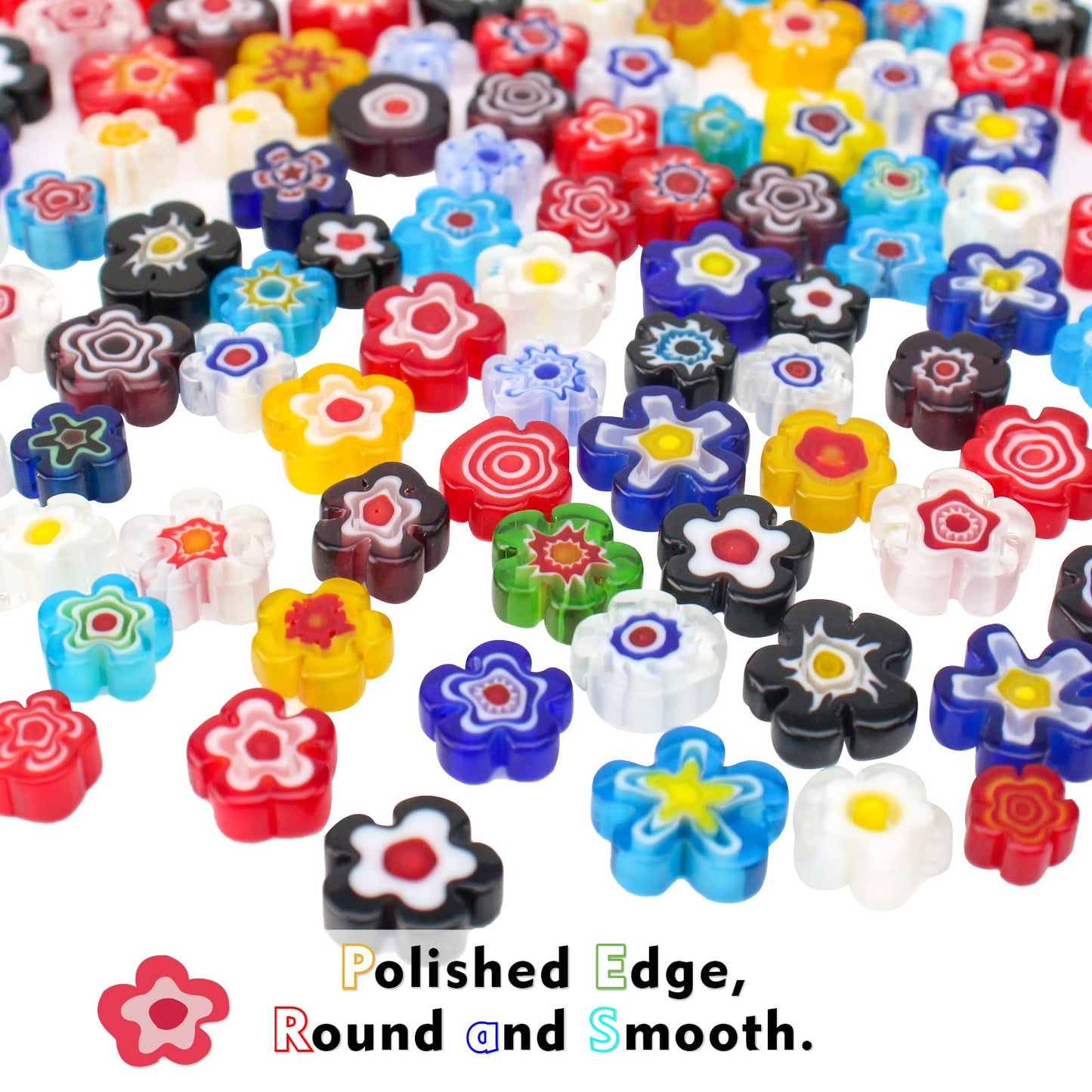 Youway Style Millefiori Glass Mosaic Tiles for Crafts, Flower Mosaic Glass Pieces for DIY Crafts Supplies,Mosaic Garden Craft Kits