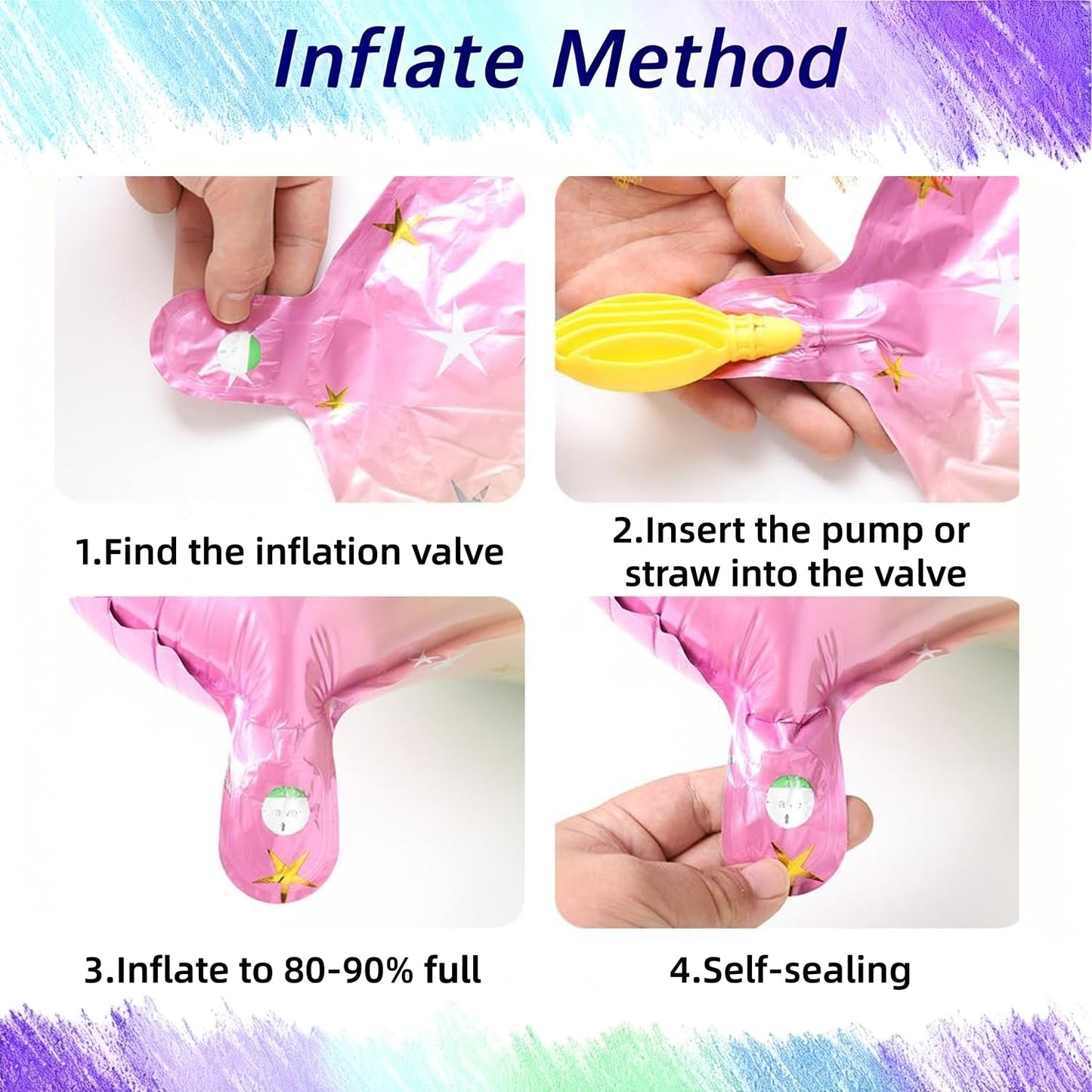 Mermaid Birthday Decorations for Girls Age 3-7, Purple Blue Pink Mermaid Theme Party Supplies with Large Shell Foil Balloons, Banner, Heart and Star Balloons for Kids Baby Shower (4th)