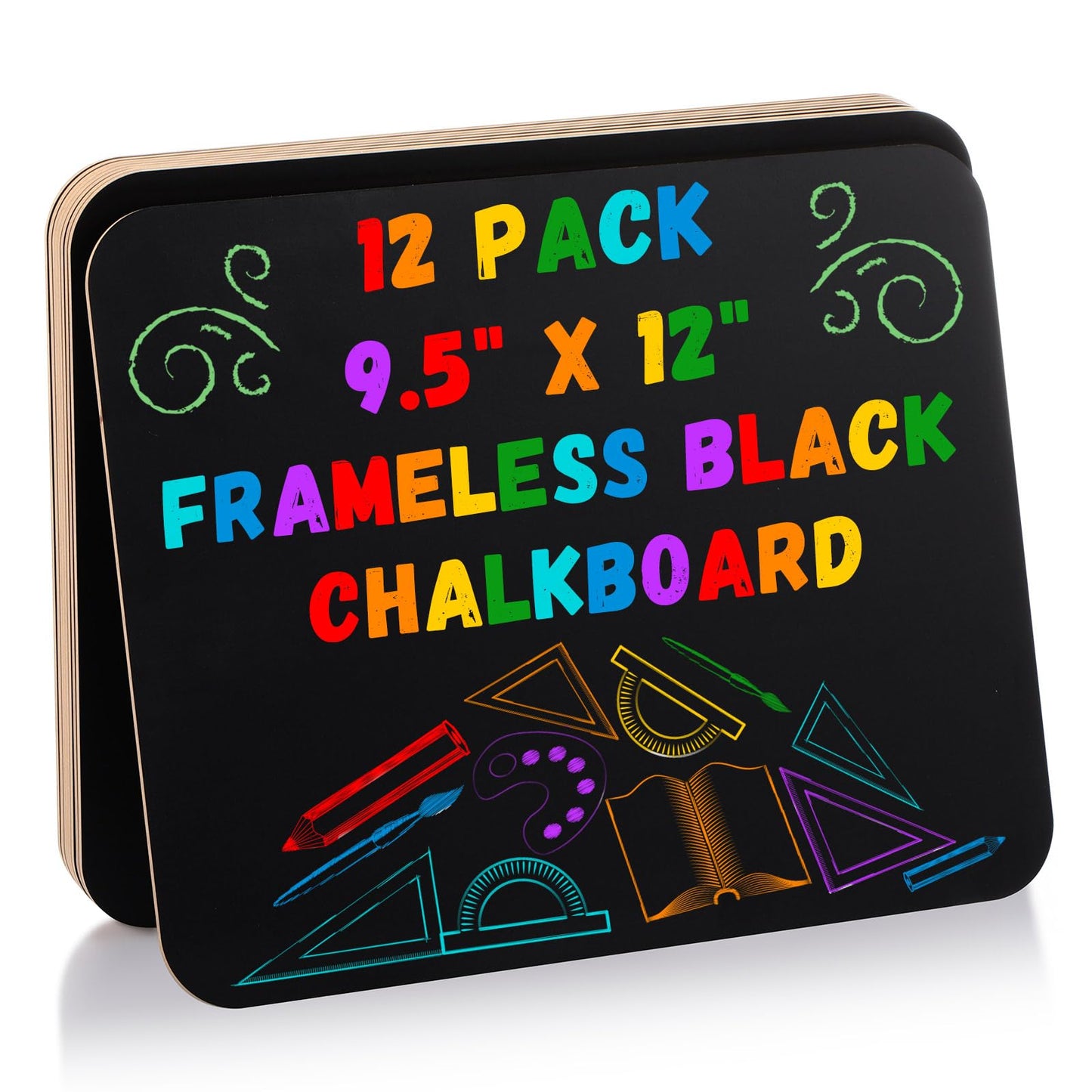 Humyoun 12 Pcs Chalk Board for Kids Bulk 9.5" x 12" Double-Sided Wooden Frameless Chalkboard Sign Blackboard for Kids Student School Classroom Home Office Restaurant Birthday Party Favors