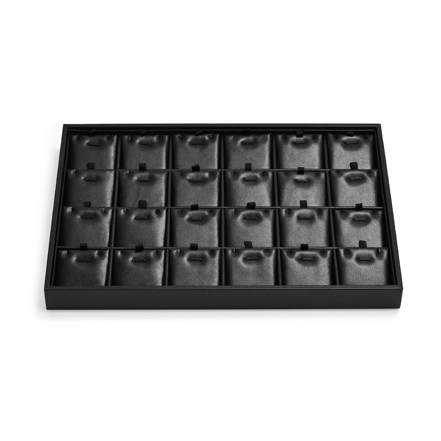 Papten 24 Grids PU Leather Necklace Tray Jewelry Display Tray for Drawers With Removable Jewellery Cards Necklace Pendant Tray (Black)
