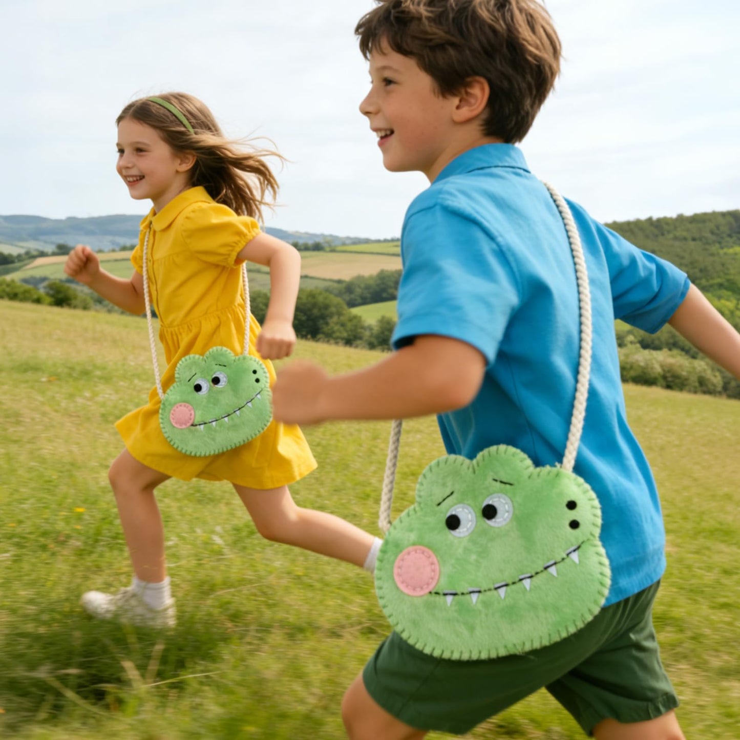 MIJIUWJ DIY Sewing Kit for Kids, Super Soft Plush Fabric Crocodile Crossbody Bag Embroidery Starter Kit for Beginners Arts and Crafts for Kids Ages 8-12, Learn to Sew Felt Birthday Gifts for Girls 6-8