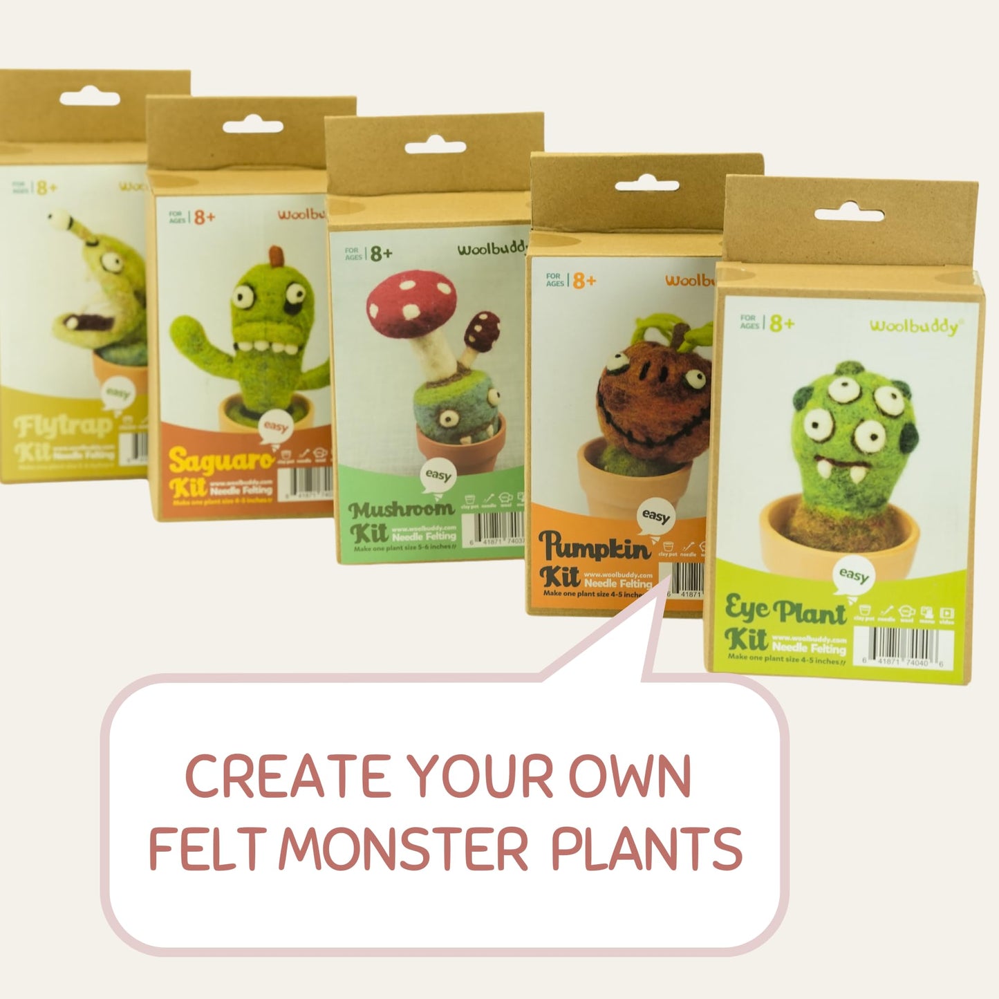 Woolbuddy Needle Felting Kit, Mushroom Monster Craft for Beginner Adults, Includes Supplies and Instructions, Creative Design for Unique DIY Projects