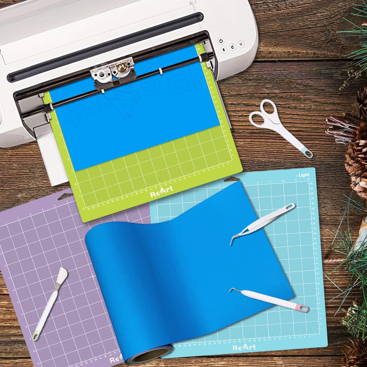 ReArt Cutting Mat Variety 6 Packs for Cricut Maker 3/Maker/Explore 3/Air 2/Air/One Adhesive Sticky Replacement - Strong, Standard, Light, 12in x 12in x 3 Packs, 12in x 24in x 3 Packs.