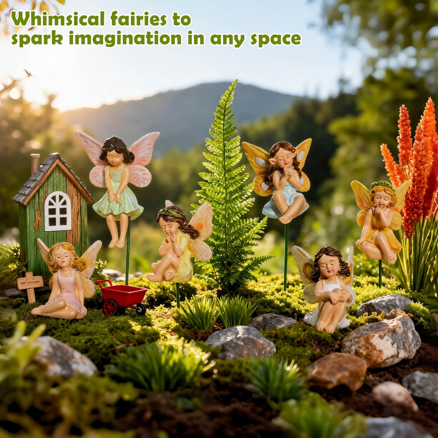 U WONDERFUL Miniature Fairy Figurines - 6Pcs Mini Fairies for Fairy Garden & Tiny Elf Garden Accessories for Home Outdoor Yard Lawn Supplies Flower Pot Decor