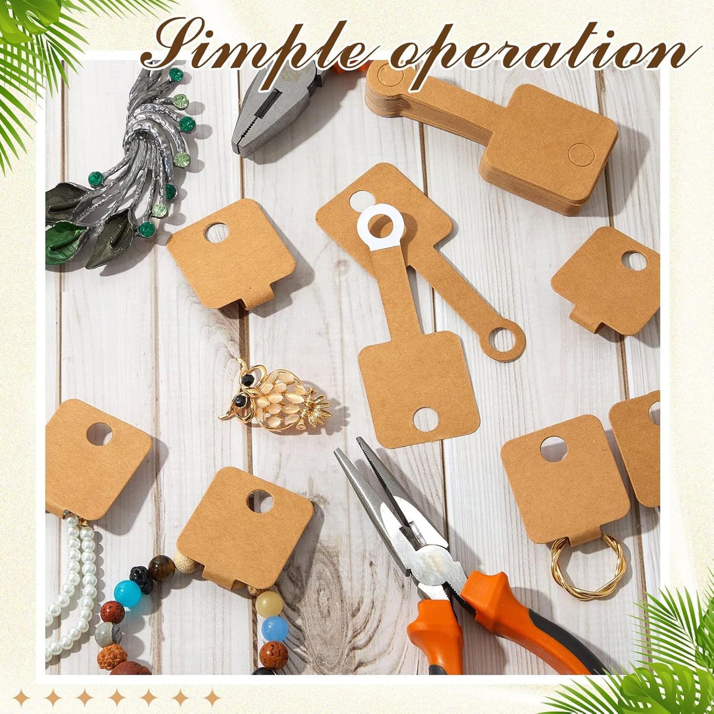Ctosree 1000 Pcs Self Adhesive Bracelet Display Card Necklace Display Jewelry Packaging Selling Card for Keychain Earring Necklace Hairband and Scrunchies Hanging, 3.94 x 1.57 Inches(Brown)