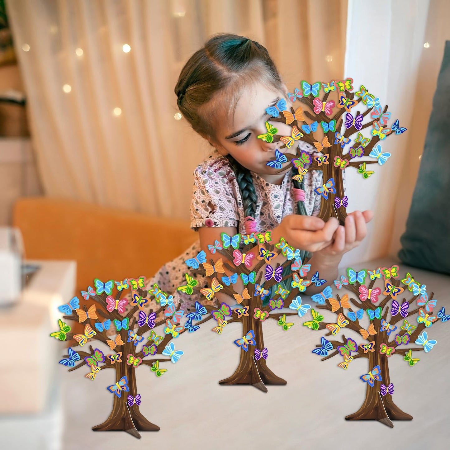 Cinrobiye 30 Set Spring Craft Kit Flower Bird Butterfly DIY Tree Ornaments Making Art Crafts for Toddler Sunday School Classroom Home Preschool Party Activities Favor Decor Supplies (Butterfly)