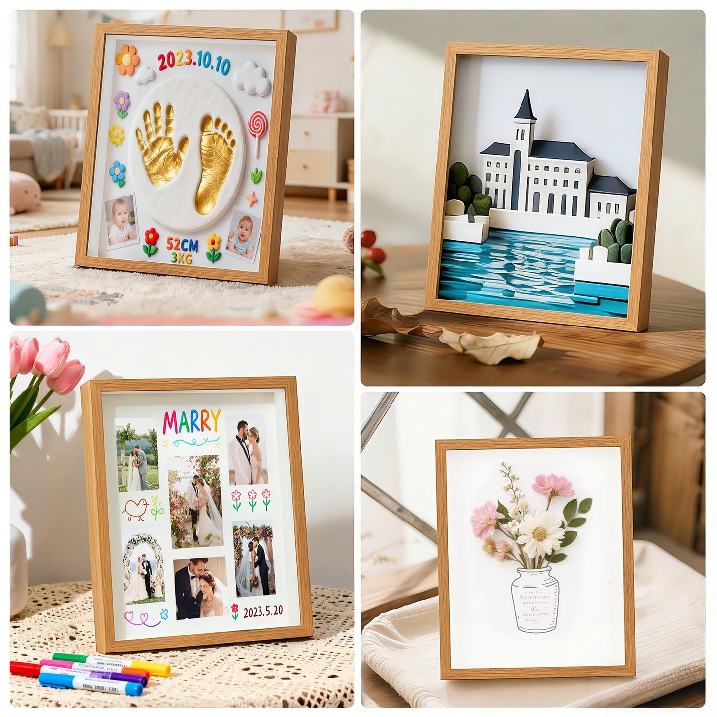 8x10 Shadow Box Frame Display Case for Baby Keepsakes, Wedding Photos, Sports Tickets, Dried Flowers, Crafts Memorabilia Wall Decor(8×10,Natural