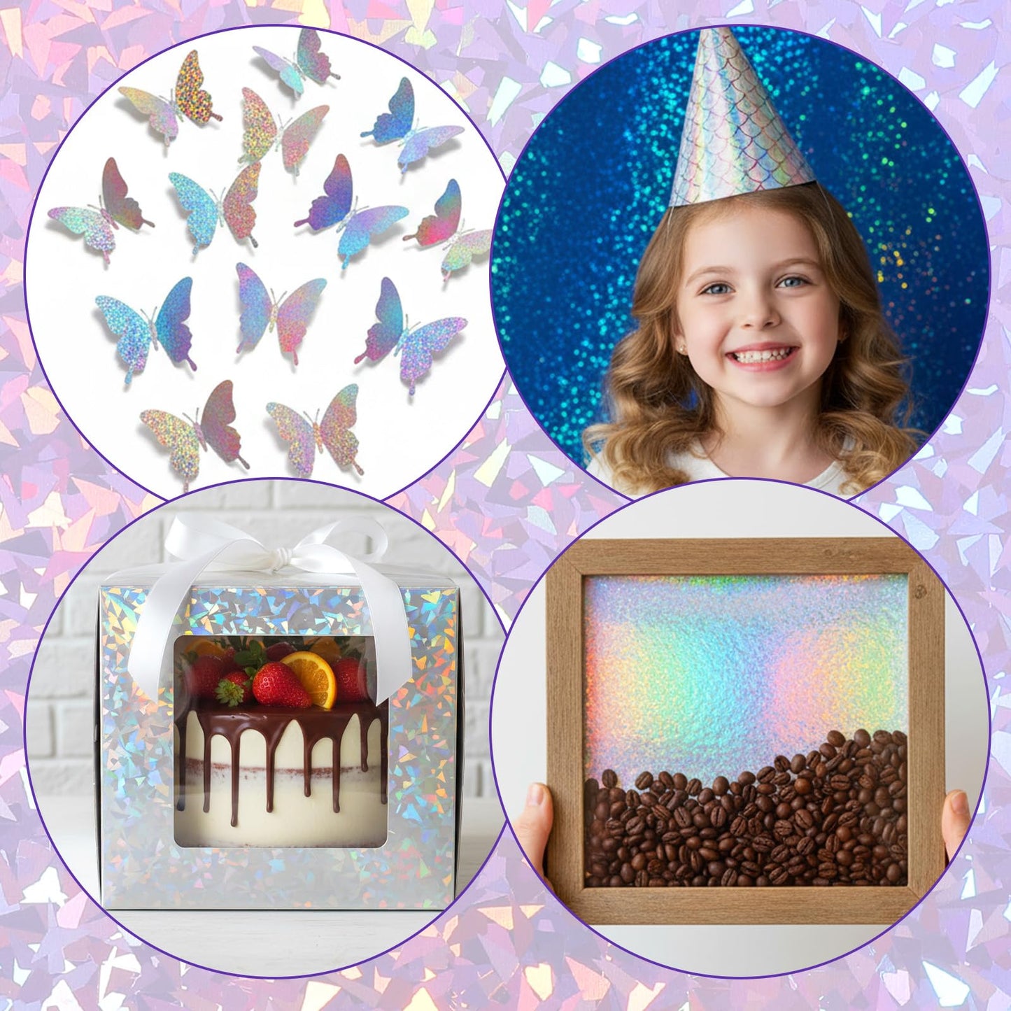 120 Sheets Metallic Holographic Card Stock Shiny Glitter Cardstock Iridescent Mirror Paper 8.3 x 11.6'' 250 GSM Thick Mixed Color Foil Paper for Scrapbook Letter Poster Craft (Colorful)