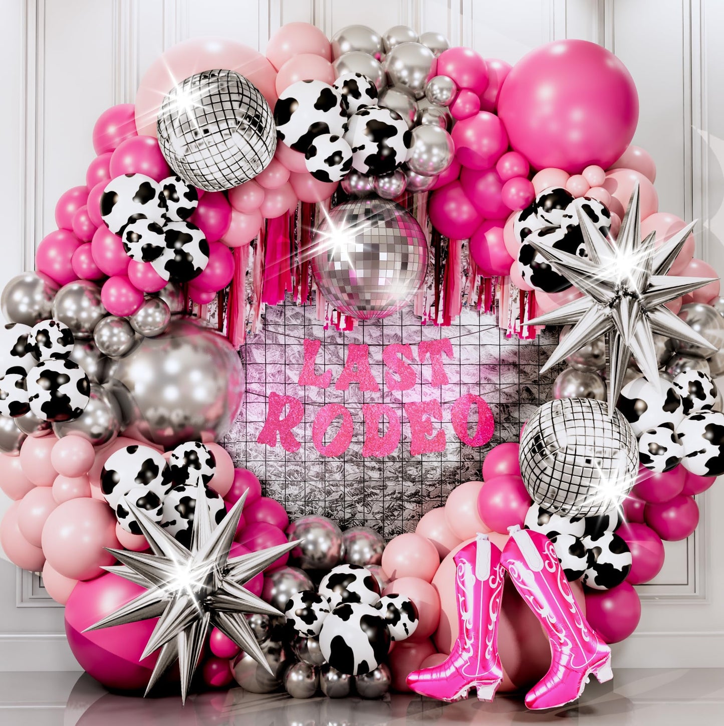 ALL-IN-1 Cowgirl Balloon Arch Kit with BONUS Boot Balloons for Cowgirl Party Decorations - Cow Girl Balloons Garland for Disco Cow Girl Birthday Party Decorations & Last Rodeo Bachelorette Decoration