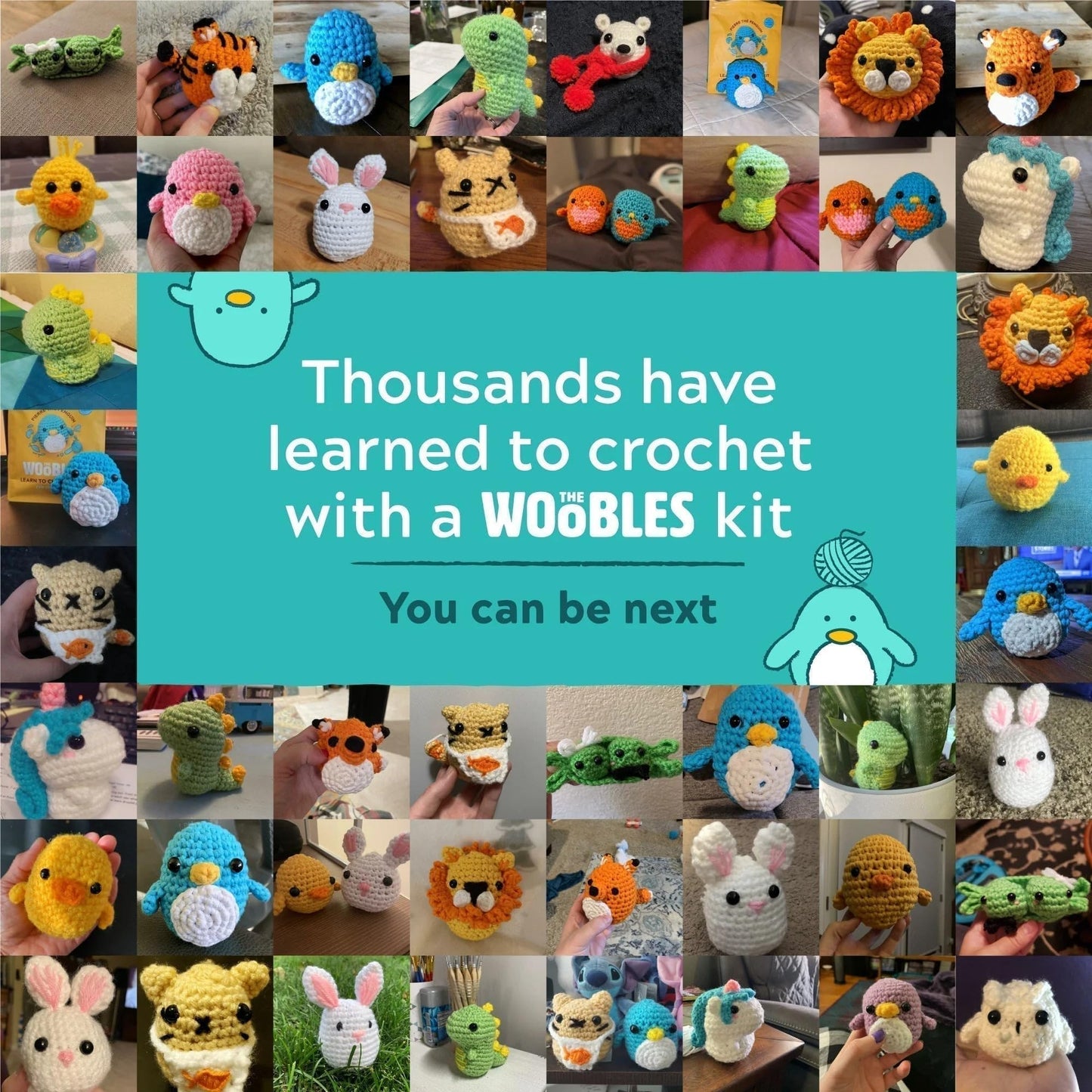 The Woobles Hello Kitty Crochet Kit - Beginners Wooble Crochet Animal Kit Crafts with Easy Peasy Yarn as seen on Shark Tank - with Step-by-Step Video Tutorials (LittleTwinStars - Lala)