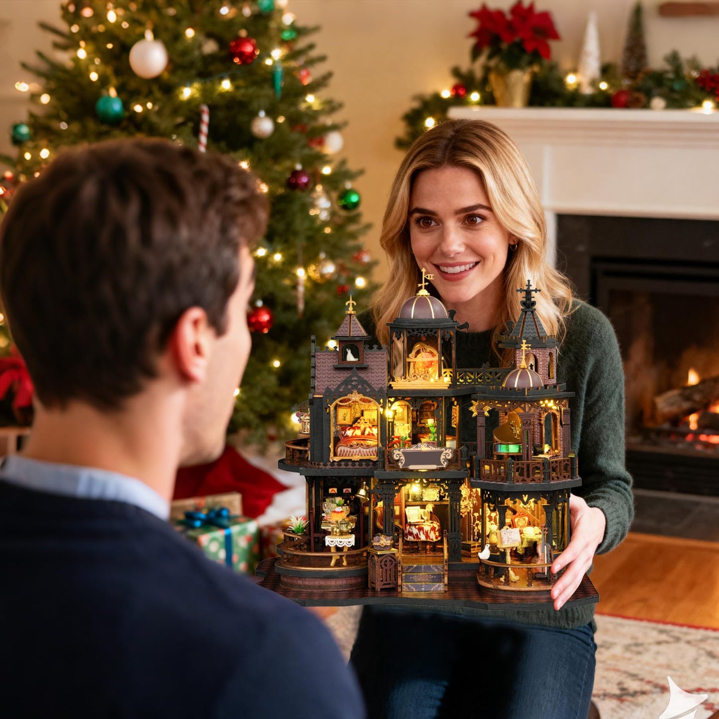 SUNNINO Miniature Dollhouse Kit, DIY Mini House Building Kits for Adults to Building with Furnitures Tiny House Bookshelf Decor Christmas Birthday Gifts for Family Lovers, Edinburgh Castle