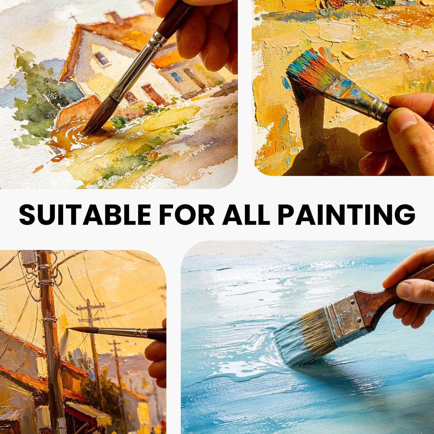 Drawnby 26pcs Paint Brush Set, Professional Paintbrushes with Palette Knife & Self-Standing Case, Nylon Paint Brushes for Acrylic Paint, Oil, Watercolor, Art Supplies for Artists Beginners