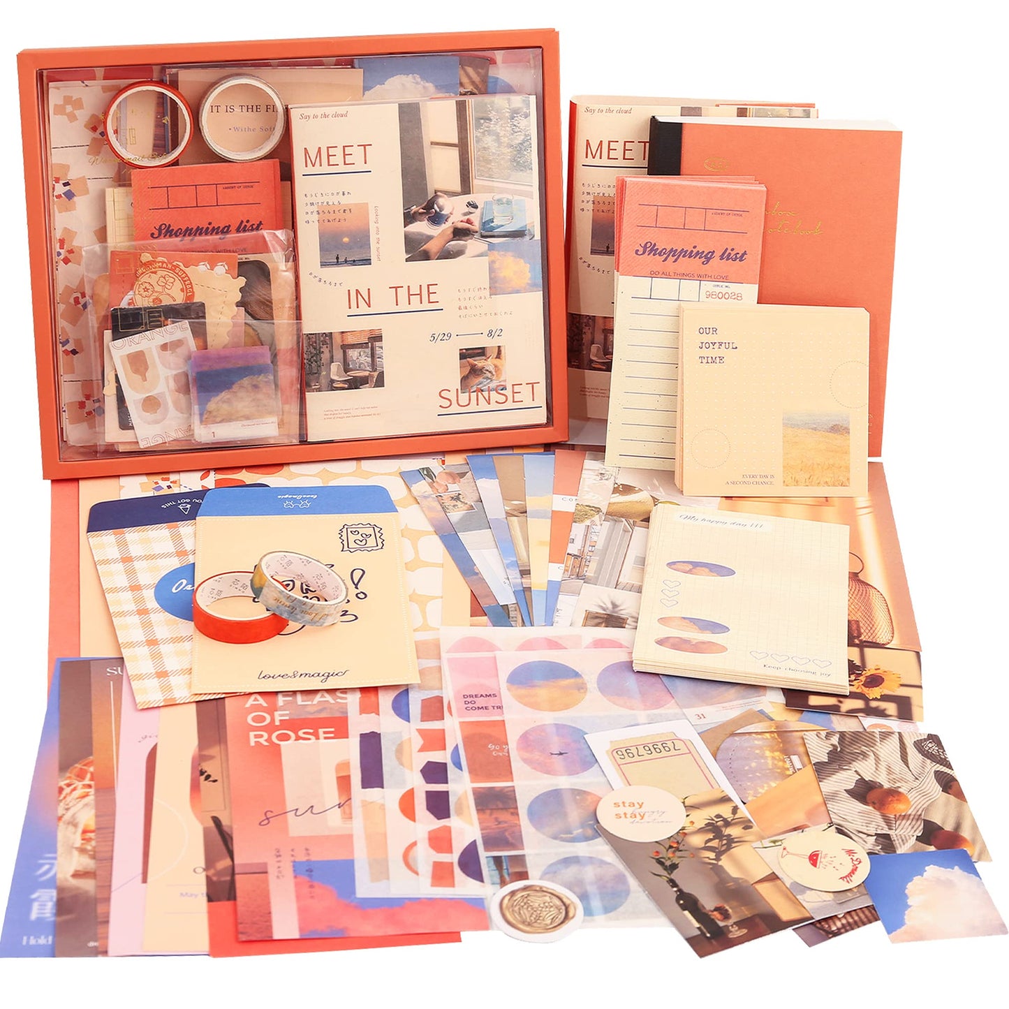 emmoolife 348 Pcs Scrapbooking Supplies Kit, Vintage Aesthetic Scrapbook Kit for Bullet Junk Journal, Stationery, A6 Grid Notebook, DIY Journaling Supplies, Birthday Craft Gift for Teen Girl Women