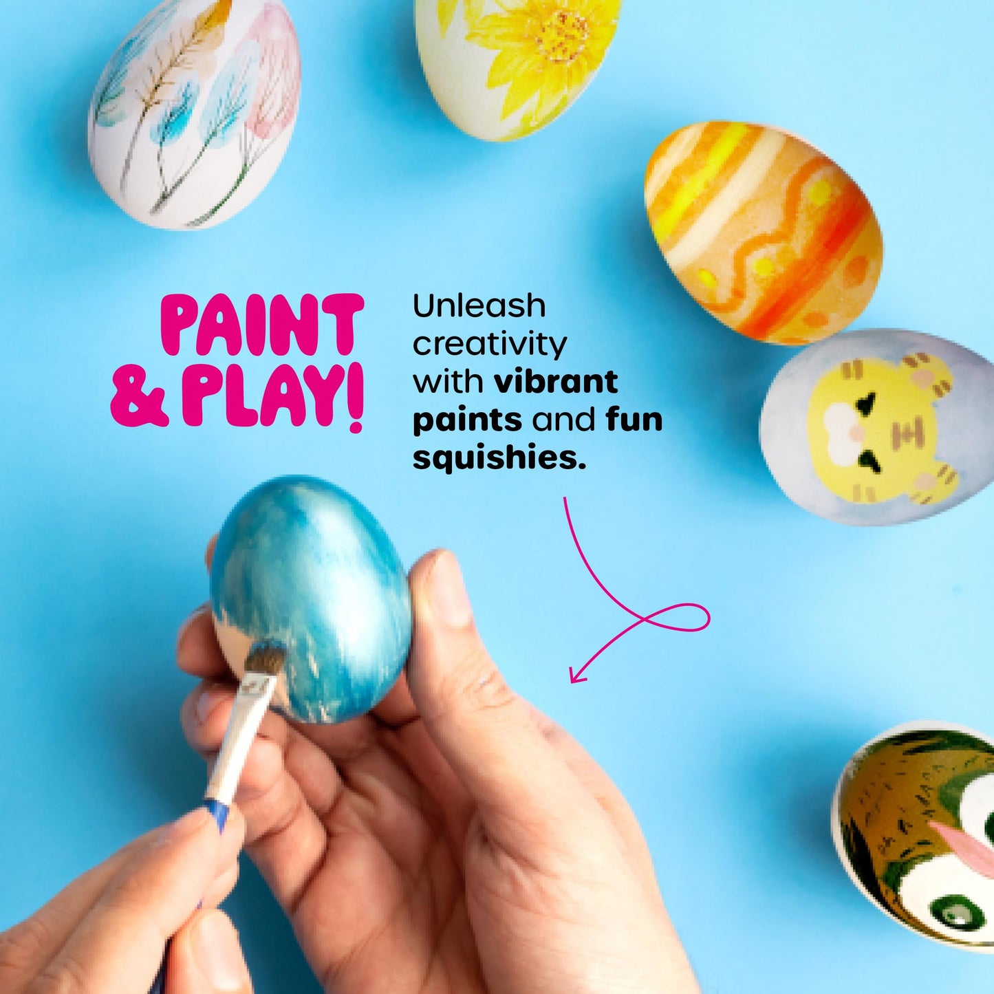 Dan&Darci Egg Squishy Painting Craft Kit - Arts & Crafts for Girls and Boys - Kids Art Activities - Craft Gift for Kid Ages 6 7 8 9 10 Year Old Girl Gifts - Decorate 6 Slow Rising Squishies