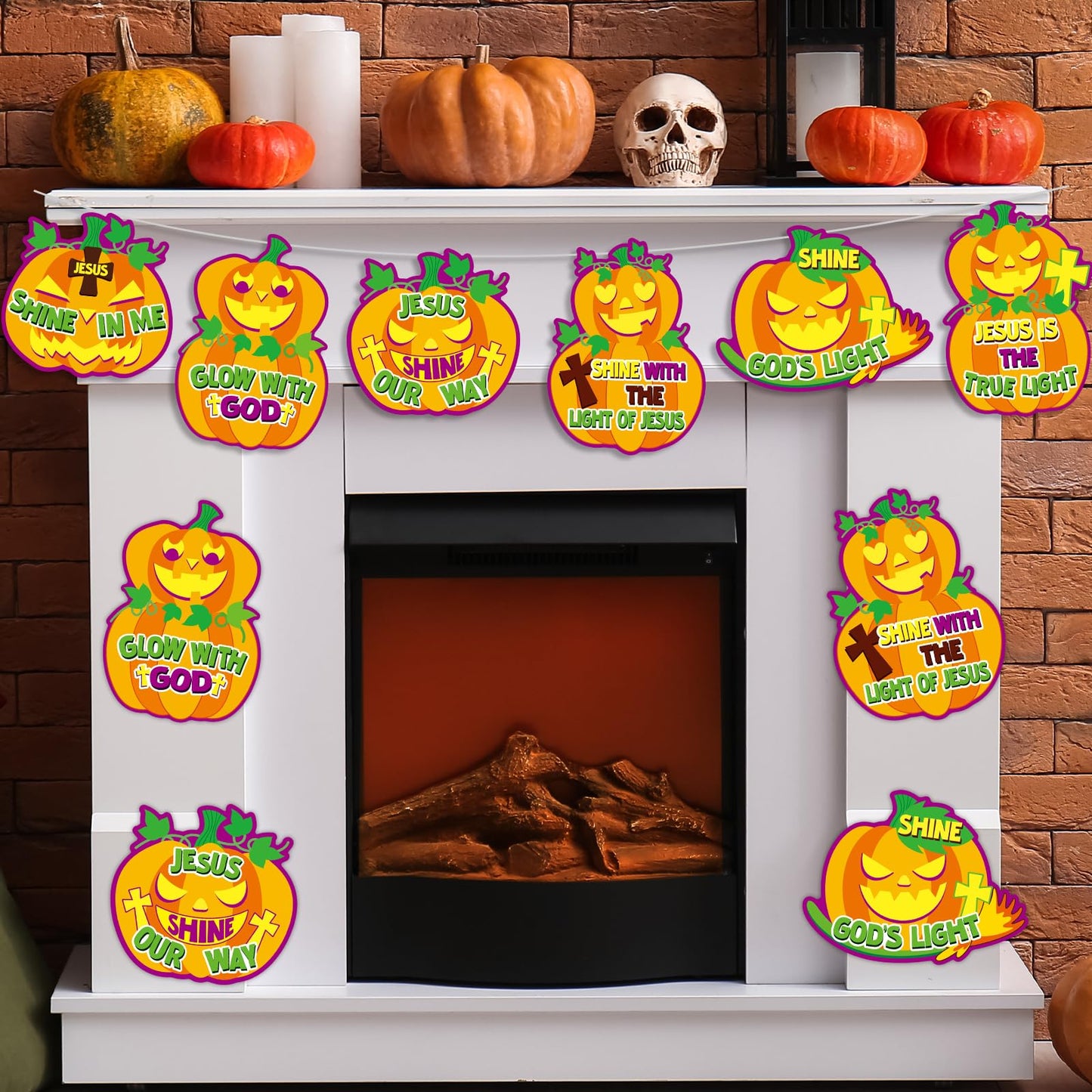 Lonfliness 36PCS Halloween Christian Jesus Fall Pumpkin Crafts DIY Christian Cross Religious Faith Crafts Pumpkin Decorating Sticker Classroom Decorations Sunday School Craft Kit Party Favors
