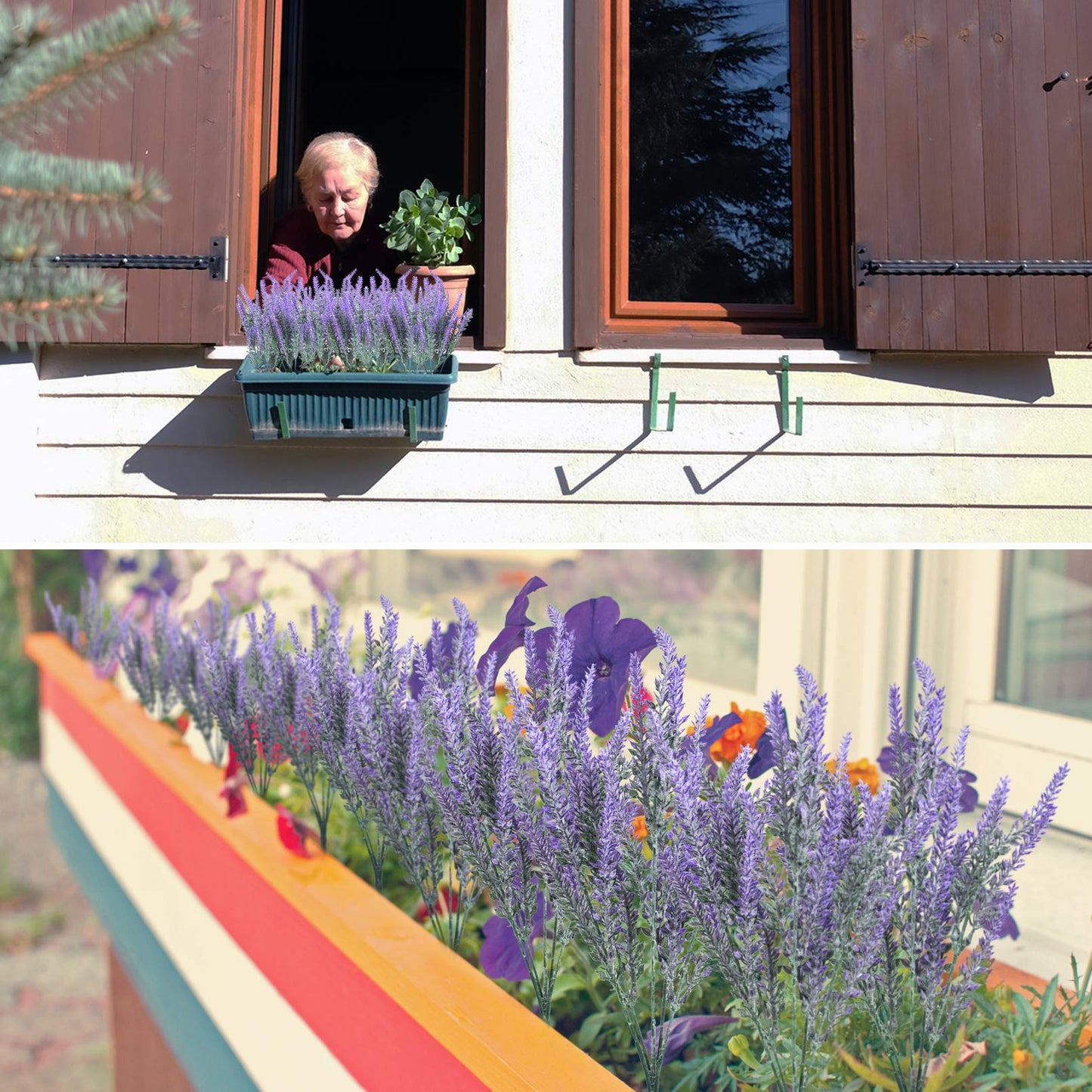 Besteek 10 Bundles Fake Flowers Artificial Lavender Faux Plastic Plants Purple Flowers for Home Wedding Kitchen Garden Patio Porch Window Box Office Table Centerpieces Indoor Outdoor Decor, Purple