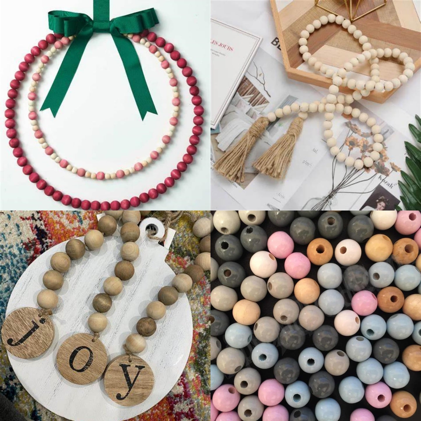 50 Pieces Unfinished Round Wood Beads with Hole, Natural Wood Loose Spacer Beads for DIY Crafts, Garlands, Jewelry Making (30mm)