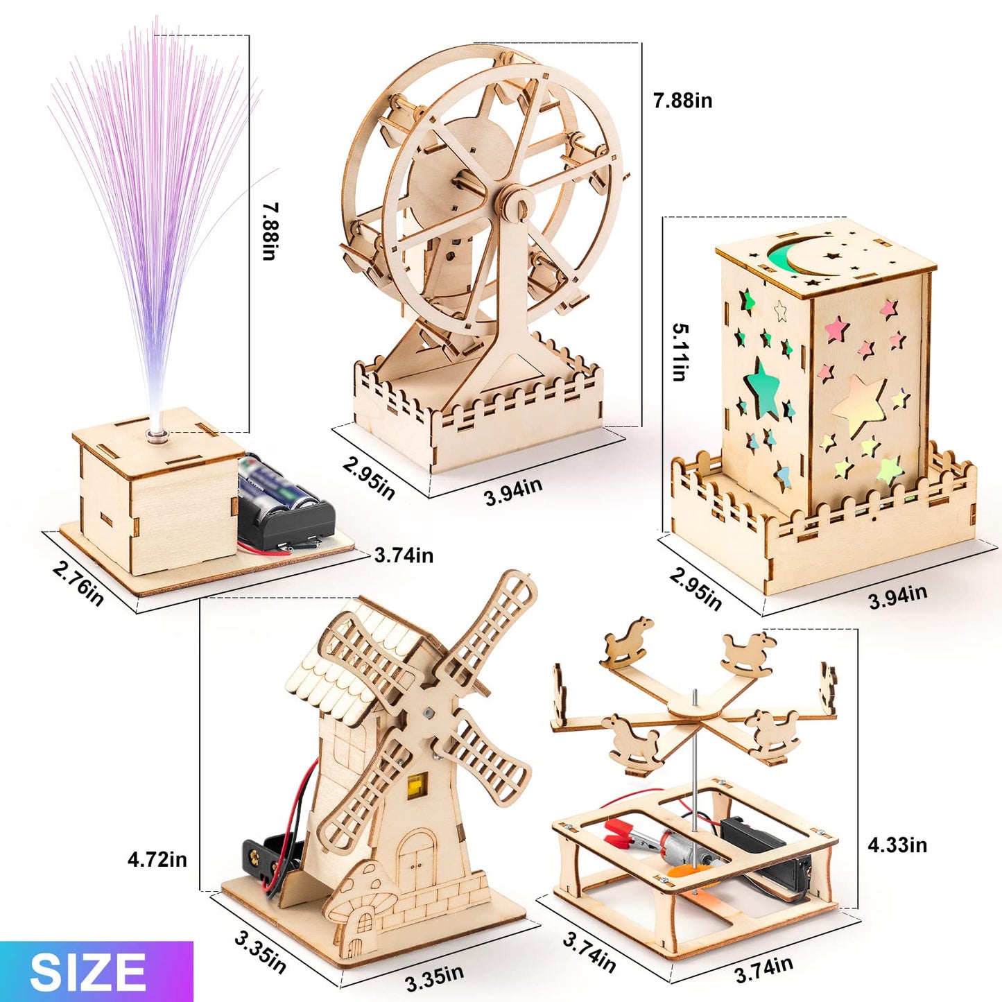 Yutin 5 Individual STEM Science Kits for Kids, Wood Arts and Craft Kits, STEM Toys for Boys Girls Age 8-12 8 10 12 13 14 Birthday Gift Idea, 3D Puzzles Building Engineering Model Set