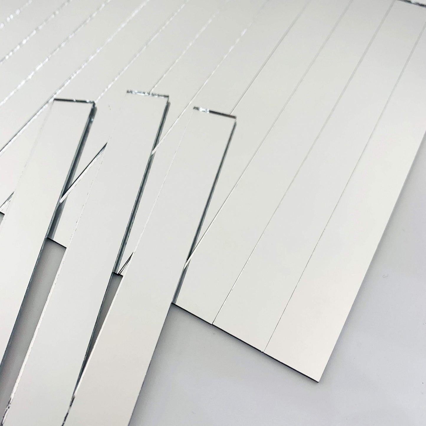 50 Pcs 1/2'' x 5'' Rectangle Mirror Tiles Glass Mosaic Shapes (1/2'' x 5'')