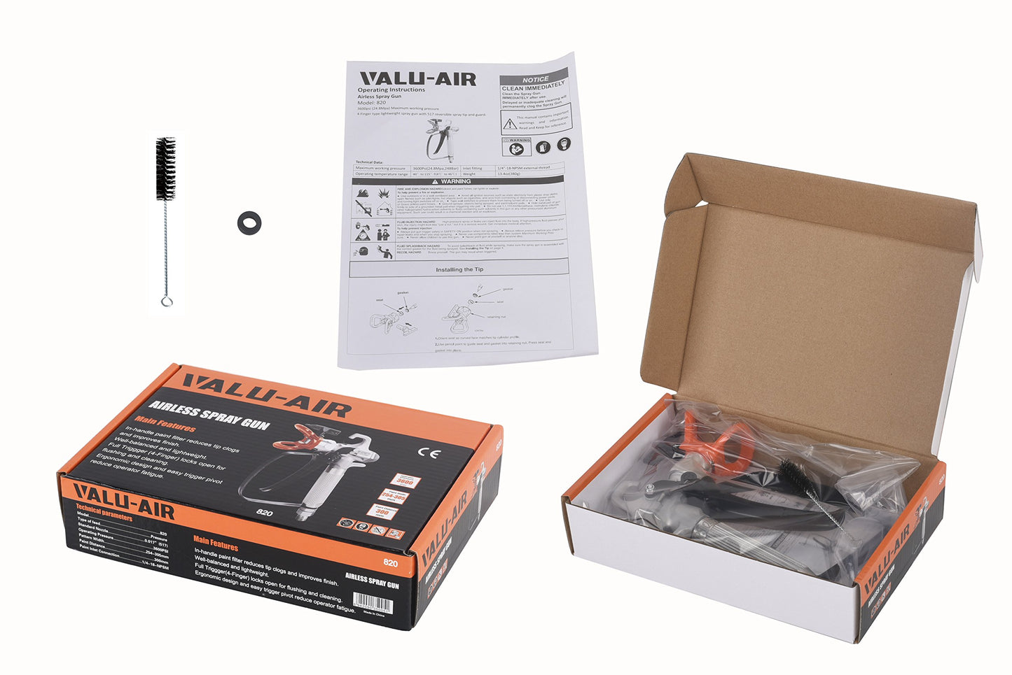 Valu-Air 820 Airless Paint Spray Gun High Pressure 3600 PSI with 517 Reversible Nozzle Tip for Exterior Paint/Primer, with Swivel Joint for Airless Paint Sprayers M1 & M3, Paint Sprayer Accessories