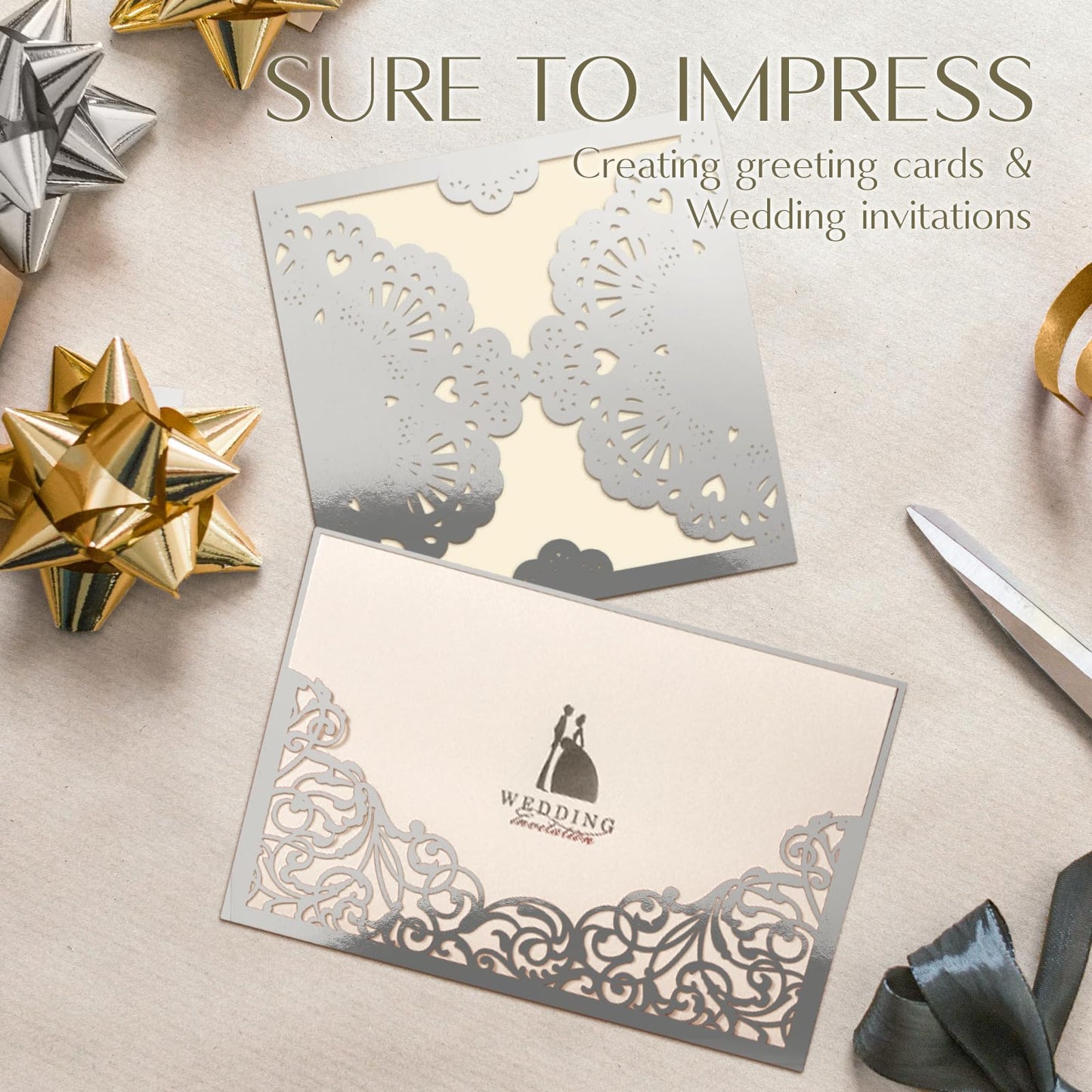 8.5 x 11 Silver Cardstock Paper, Goefun 60 Sheets Metallic Reflective Cardstock Foil Paper for Crafting Scrapbooks Greeting Cards and Invitations(250 gsm)