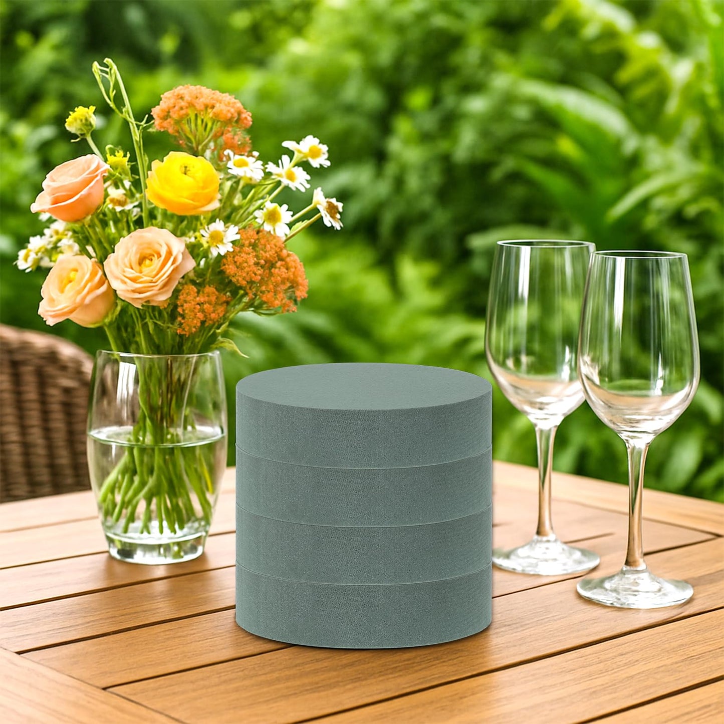 Ptwola 12 Packs Round Floral Foam Blocks, 6'' Dry Wet Flowers Plant Foam Florist Supplies for Fresh Artificial Arrangement DIY Arts Crafts Wedding Aisle Birthdays Home Office Garden Party Decorations