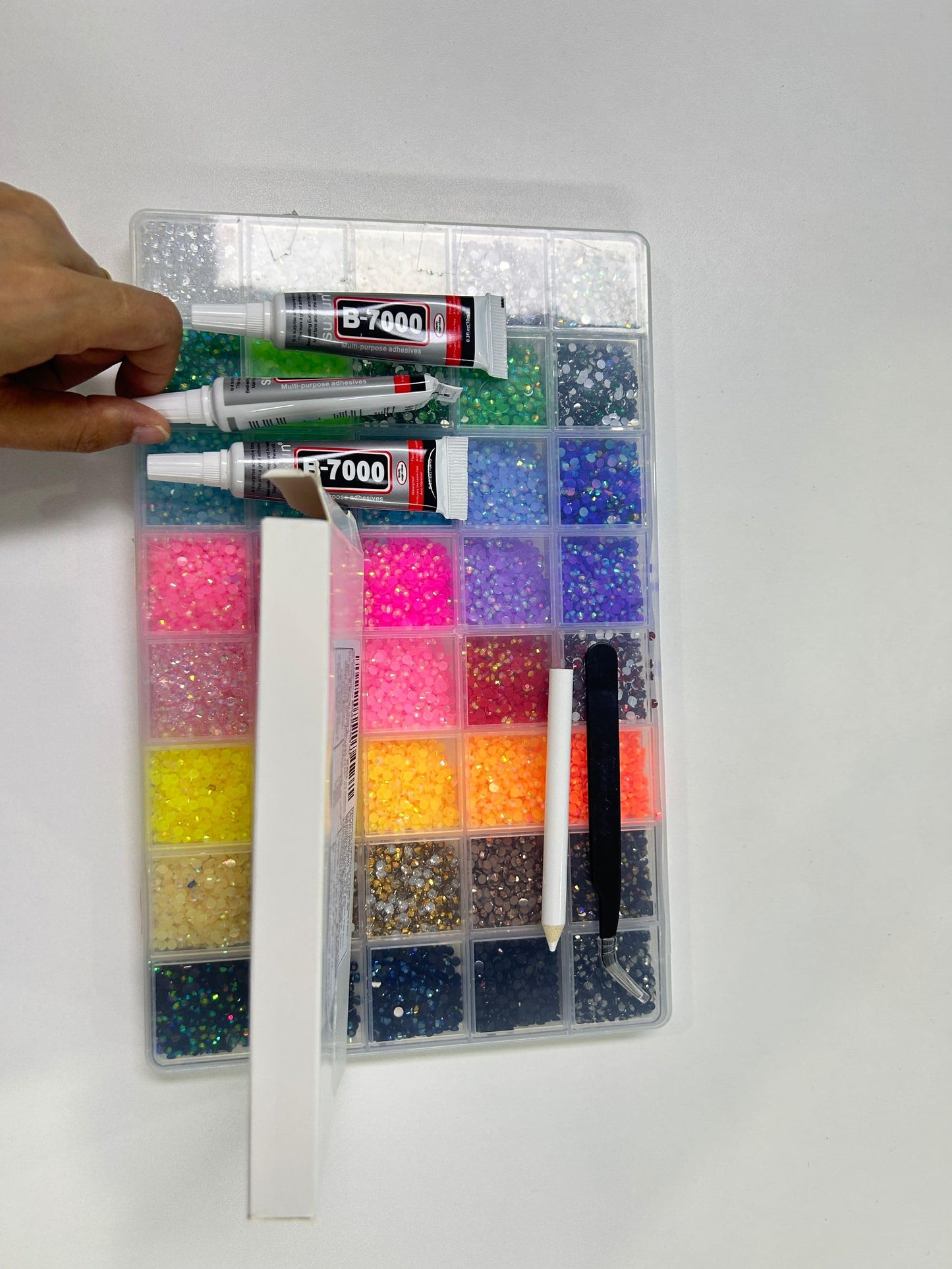 Zefy 40 Colors Resin Jelly Rhinestones for Bedazzling, 3mm 40000 Pcs Flatback Gems for Crafting, Bedazzling Kit with 3Pcs B7000 Glue for Clothing Shoes Nail Book Diamond Art