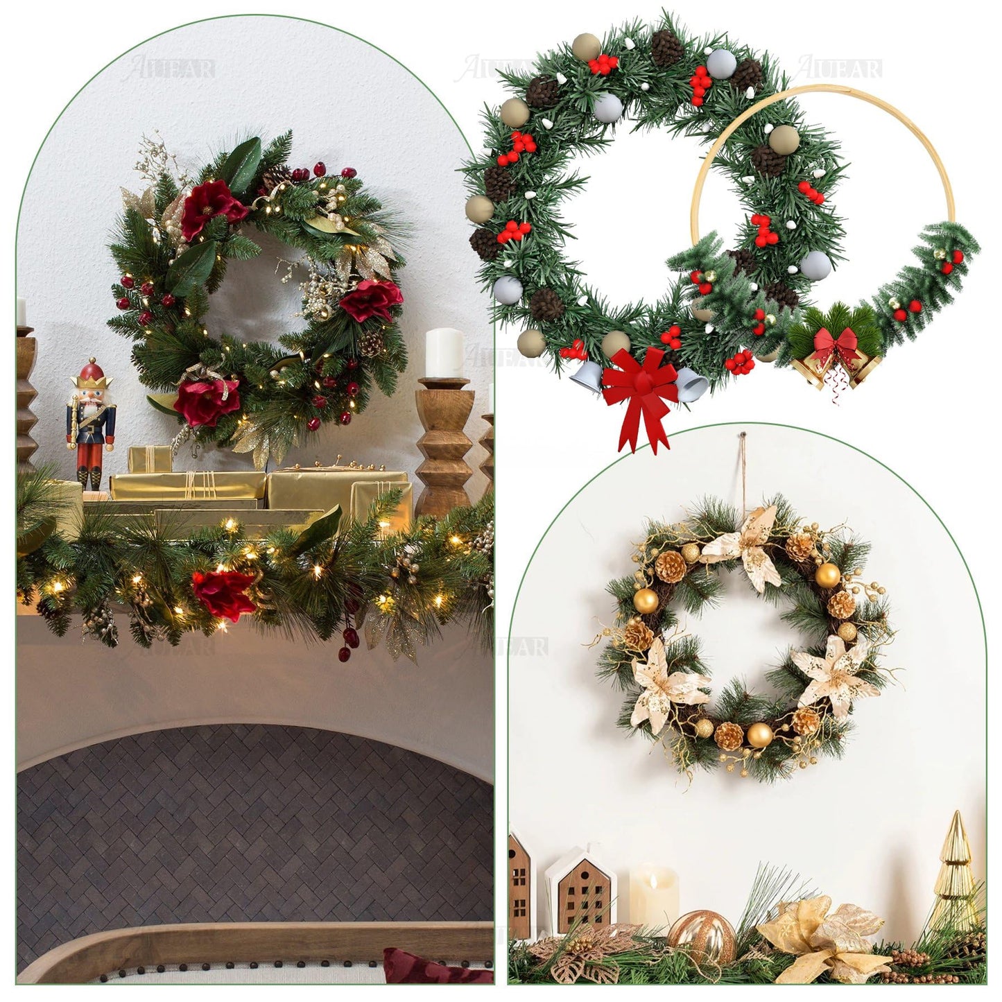 AUEAR, 12 Pack Wooden Bamboo Floral Hoop 3 Sizes Macrame Rings Dream Catcher Craft Hoops Ring for DIY Wedding Wreath Wall Hanging Catchers Crafts (8 Inch/10 Inch/12 Inch)