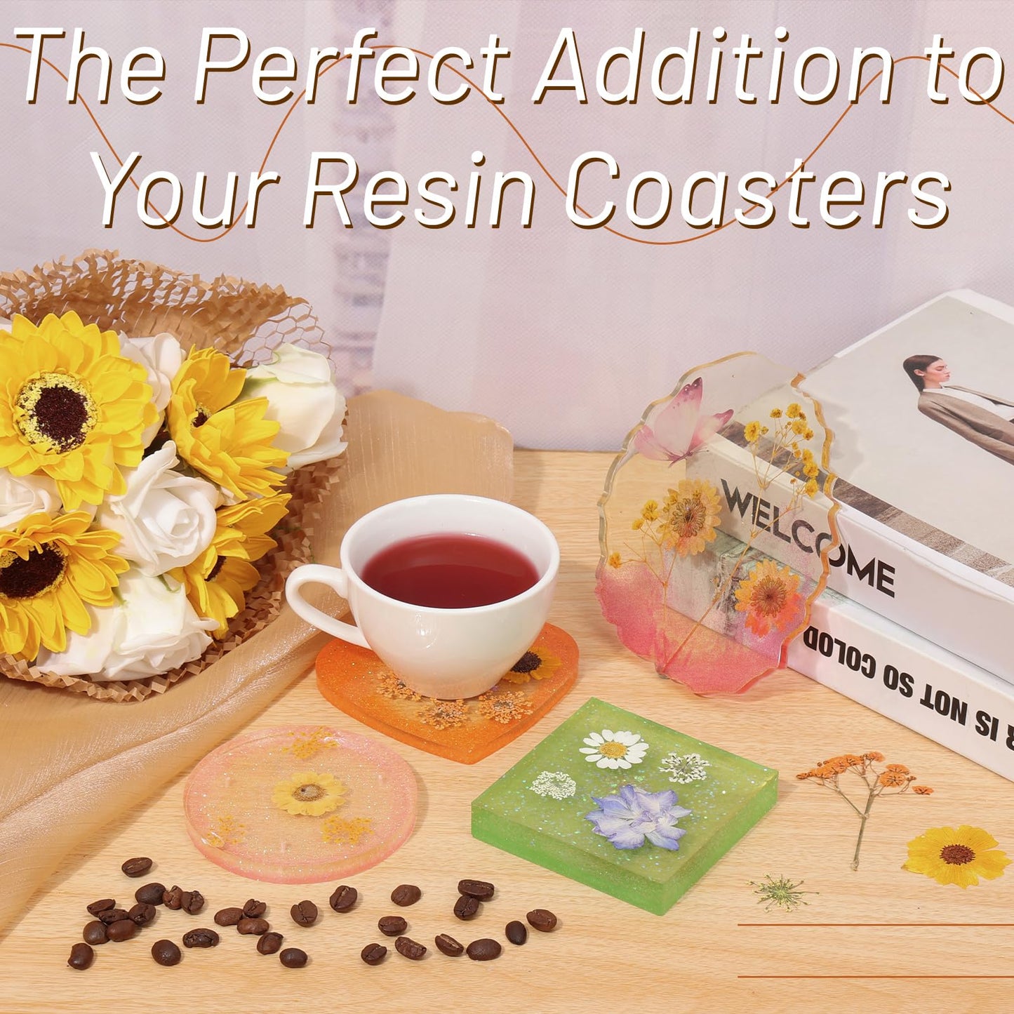 Dried Pressed Flowers for Resin, Real Pressed Flowers Dry Leaves Bulk Natural Herbs Kit for Scrapbooking DIY Art Crafts Epoxy Resin Jewelry Mold Candle Soap Making Nails Dรฉcor (Natrual Floral Leaves)
