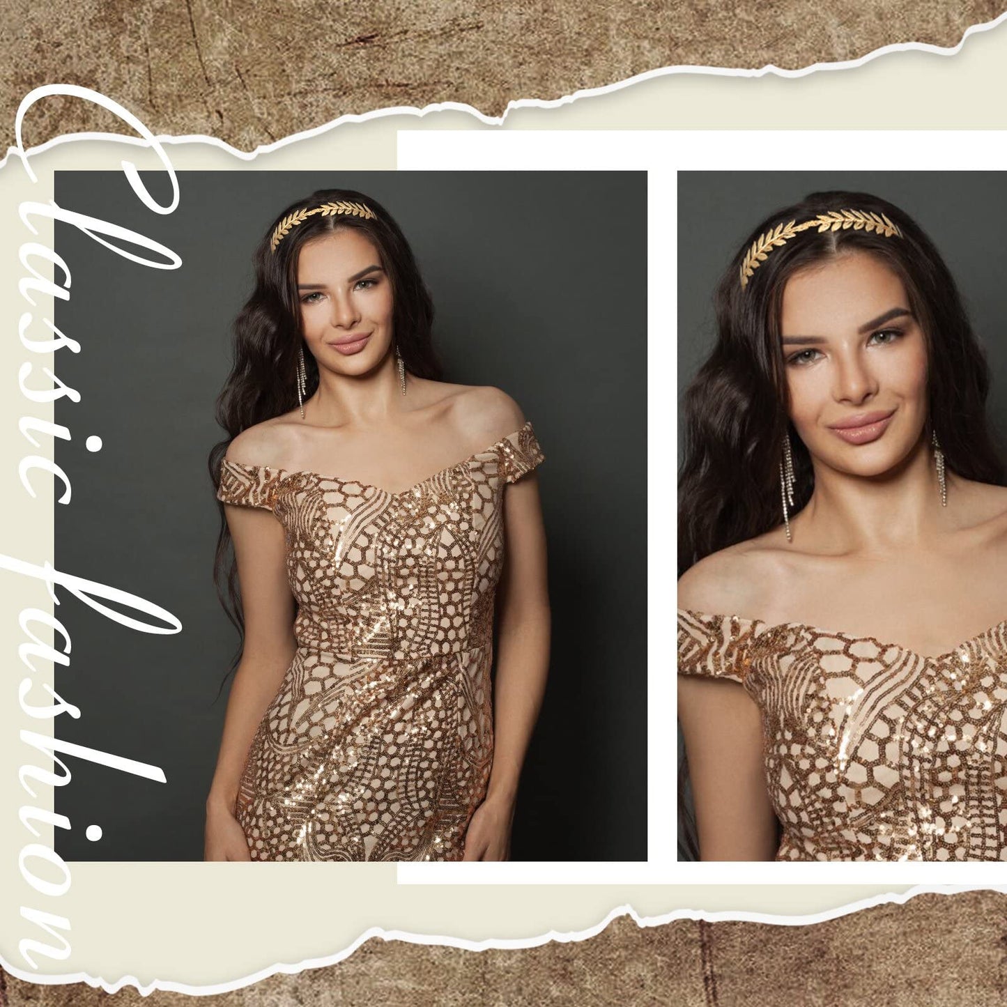 Kacctyen 6 Pcs Gold Leaf Wedding Headbands Set Flower Faux Pearls Headband Golden Bridal Tiara Greek Queen Crown Headpiece Metal Laurel Leaf Hairband for Women Costume Hair Accessories