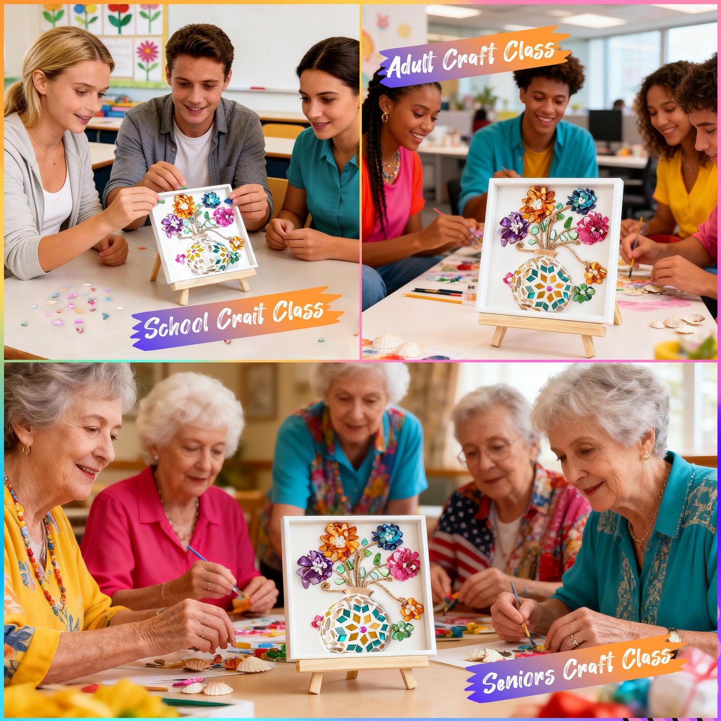 Joyclub DIY Vase Mosaic Painting Kit Mosaic Kits for Adults with Vase Flower Creativity Handmade Arts and Crafts Mosaic Making Projects Supplies Christmas Gifts Home Room Decor