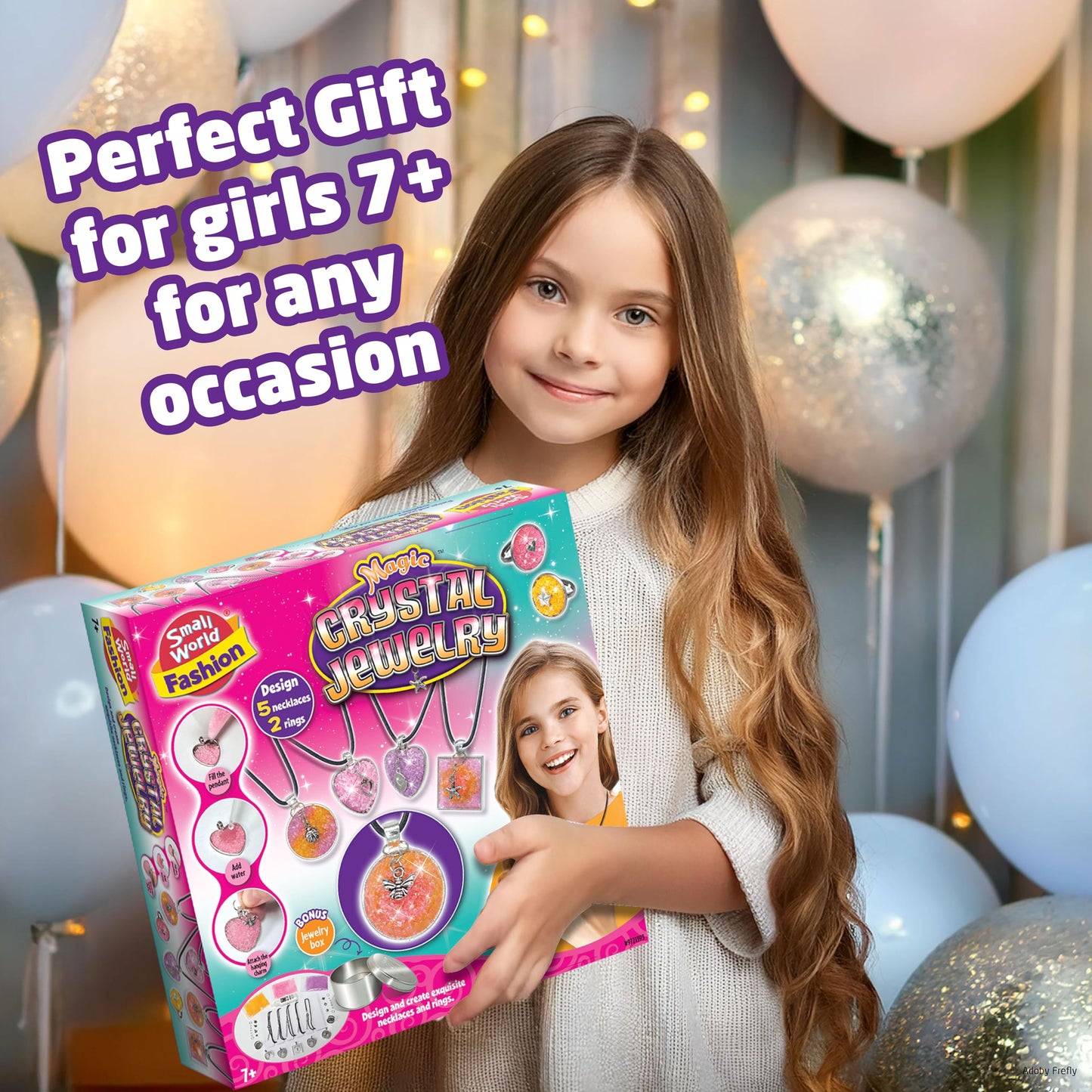 Small World Toys Magic Crystal Jewelry, DIY Jewelry Making Kit, Charm Bracelet & Necklace Maker, Crafts & Toys for Girls, Ideal Birthday Gift for Kids 7+