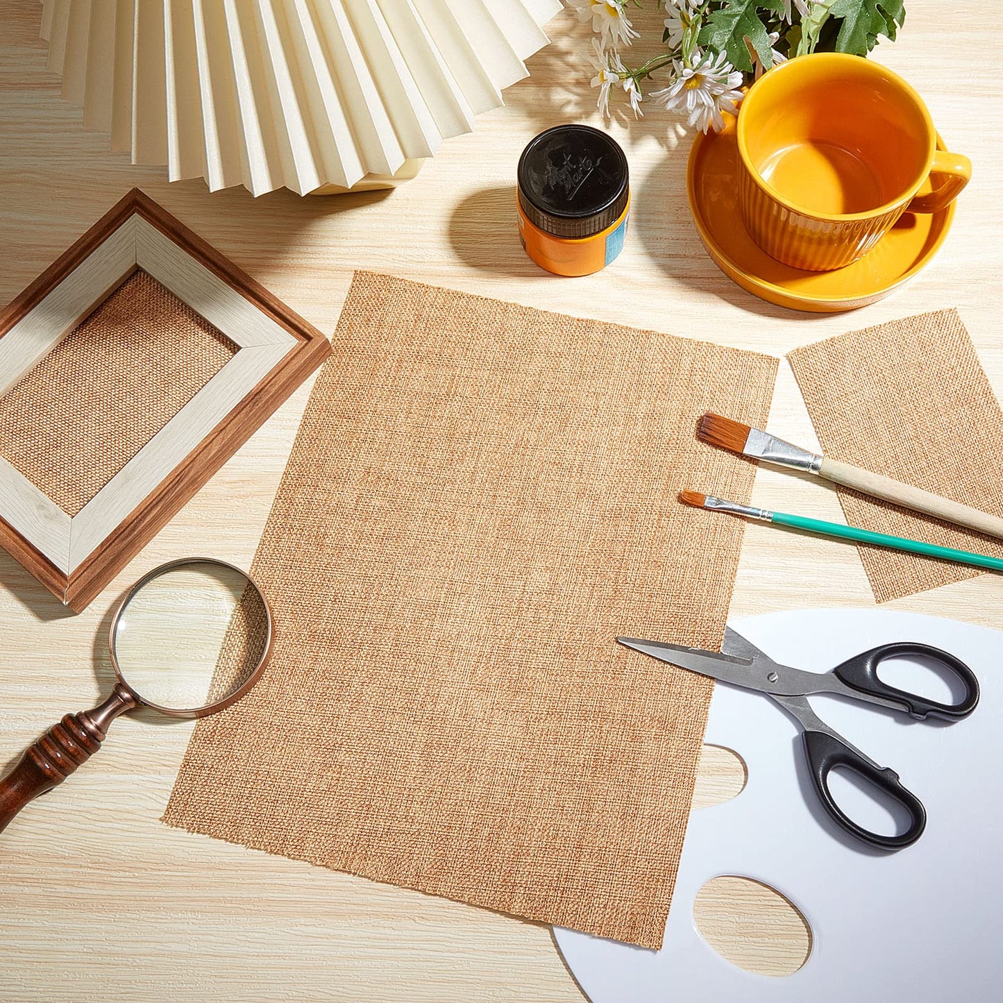 18 Sheets Printable Natural Burlap Paper Pad, 8.5 x 11 Inch Scrapbooking Supplies Laminated Burlap Paper Cardstock Vintage Craft Scrapbook Printable Sheets for Print